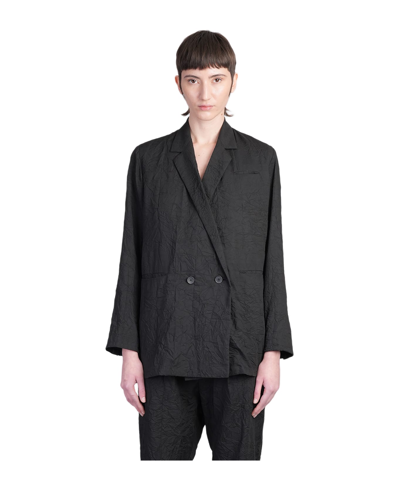 Holy Caftan Jam Blazer In Black Cotton - black