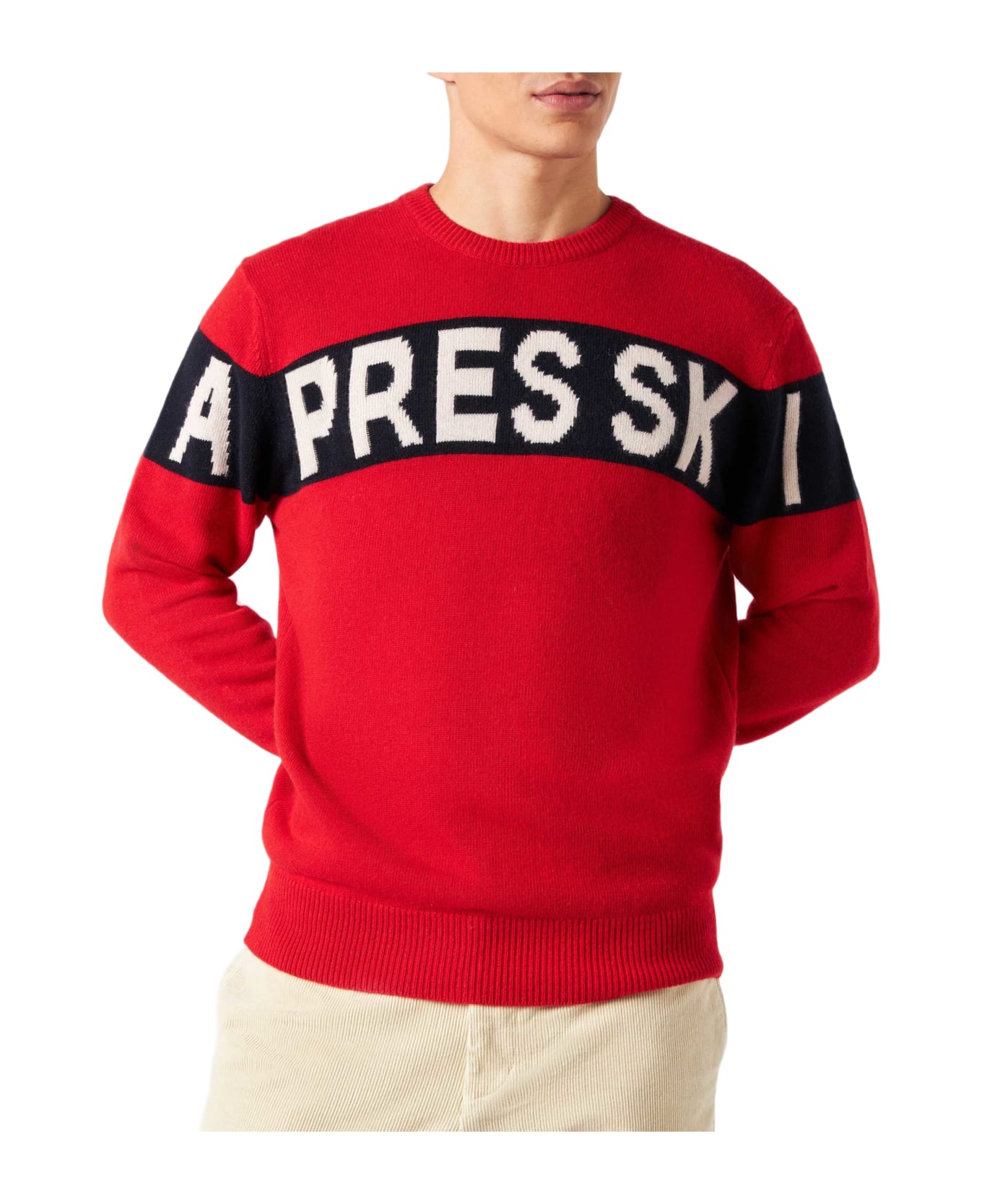 MC2 Saint Barth Man Sweater With Apres Ski Lettering - RED