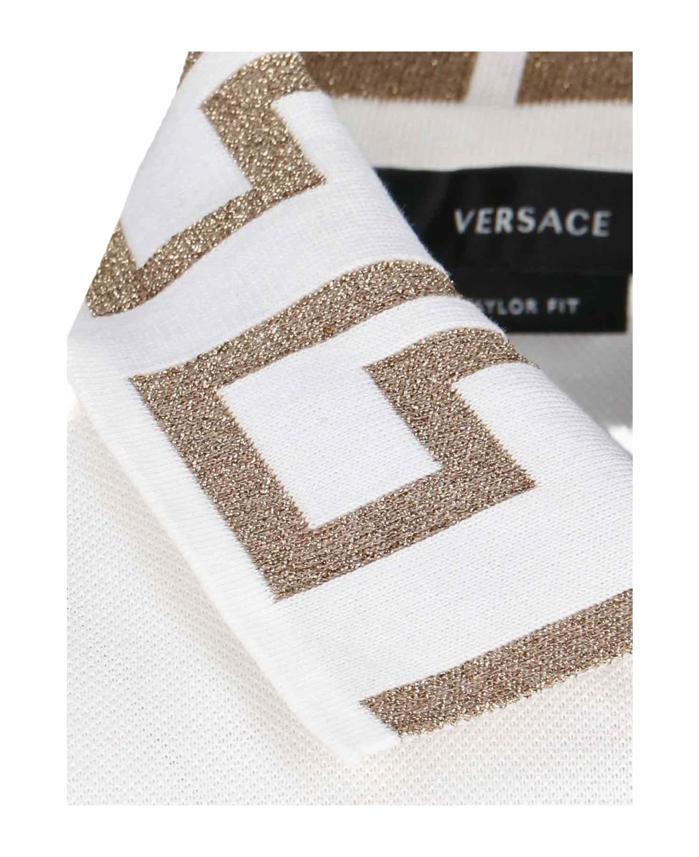 Versace 'greca' Embroidery Polo Shirt - White