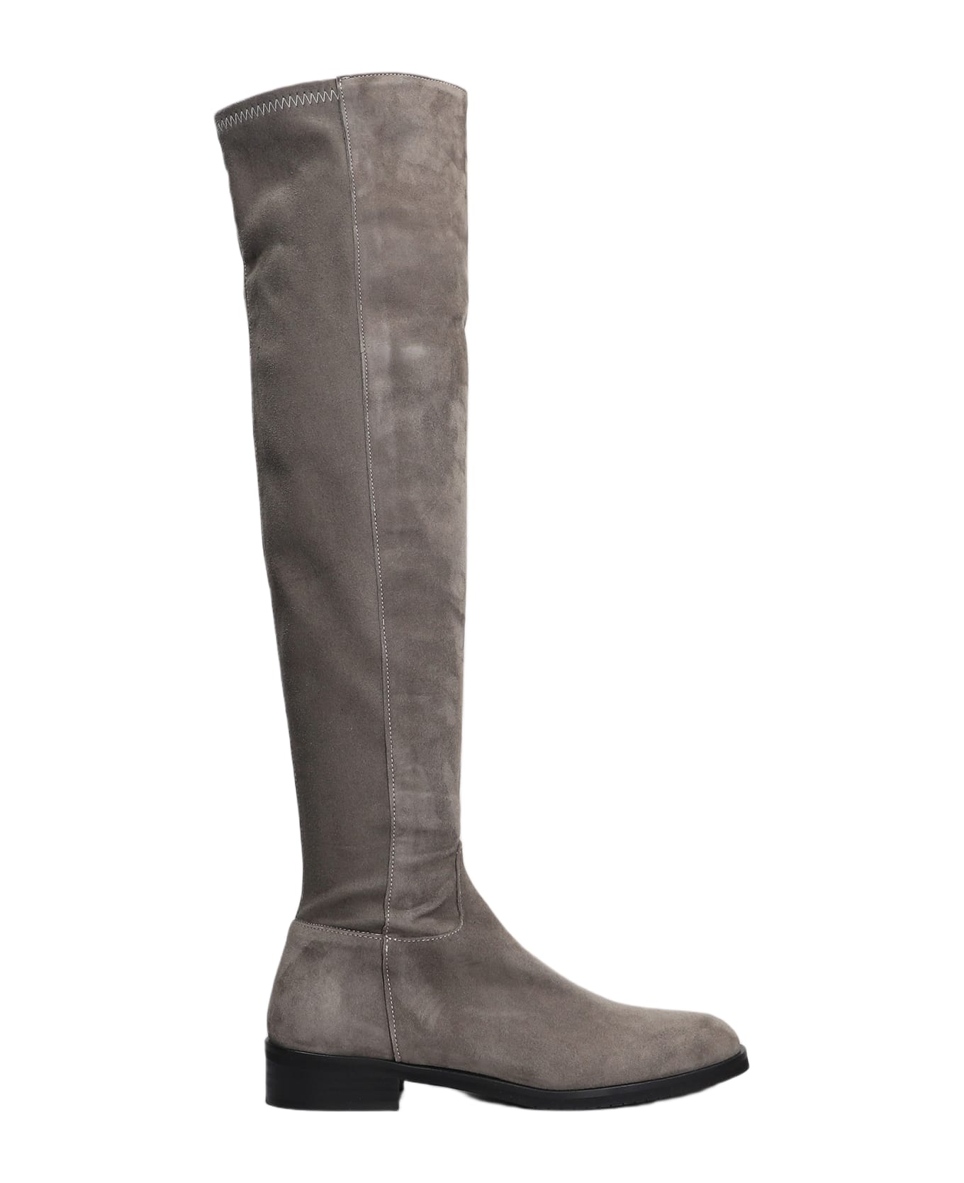 Julie Dee Low Heels Boots In Grey Suede - grey