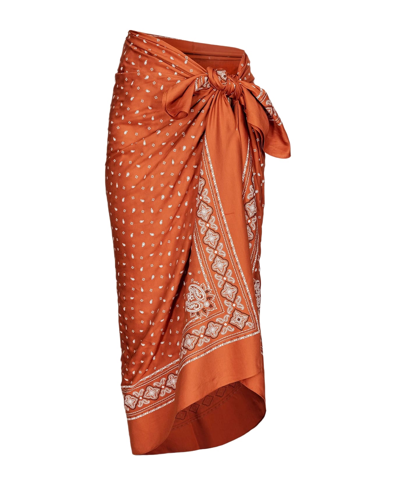 Pinko Bandana Print Viscose Skirt Pinko - Orange