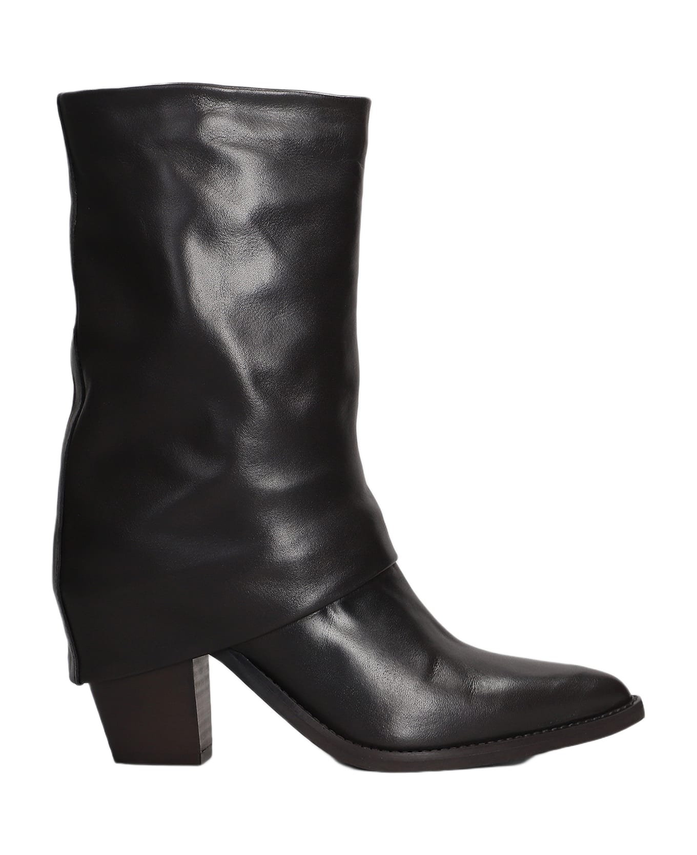 Julie Dee High Heels Ankle Boots In Dark Brown Leather - dark brown