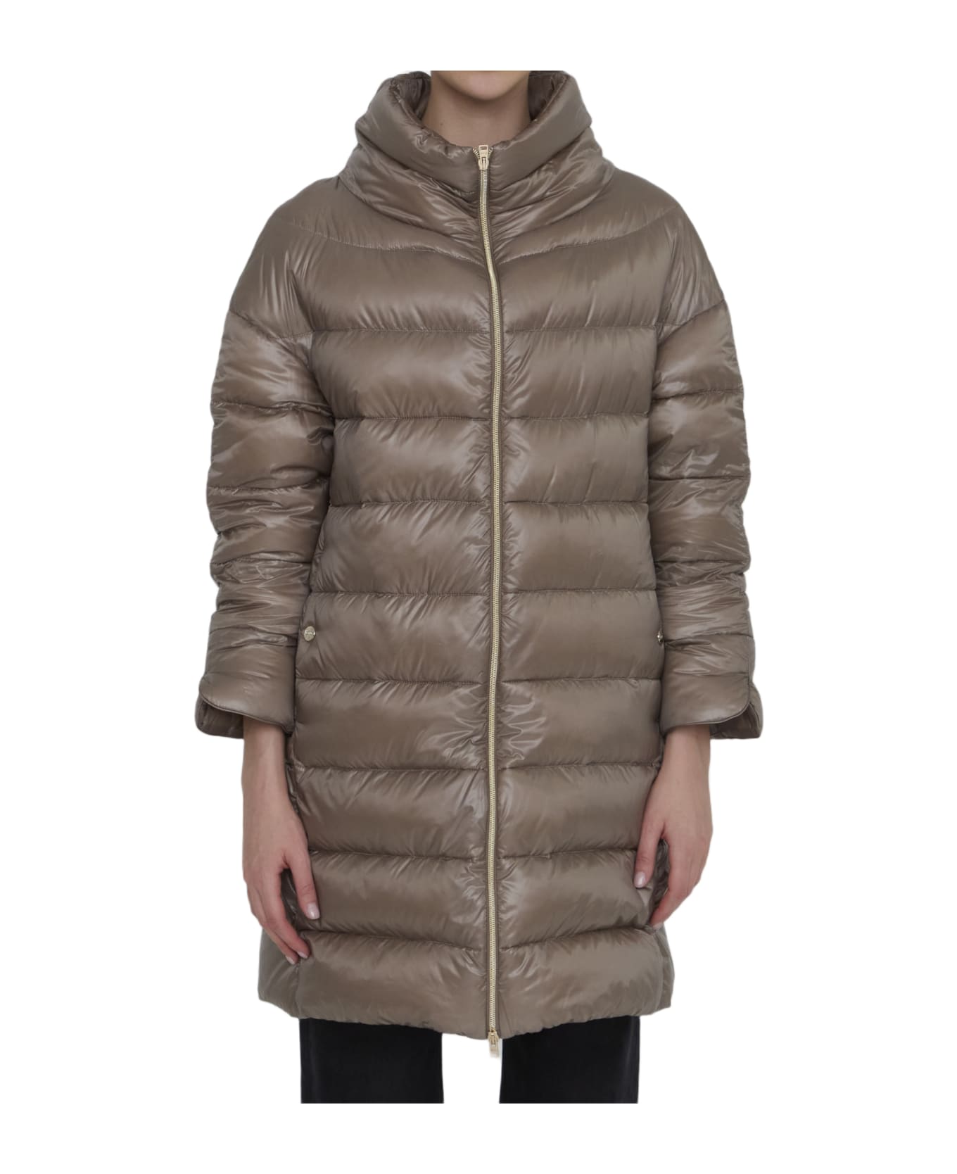 Herno Matilde Down Jacket In Nylon - tortora