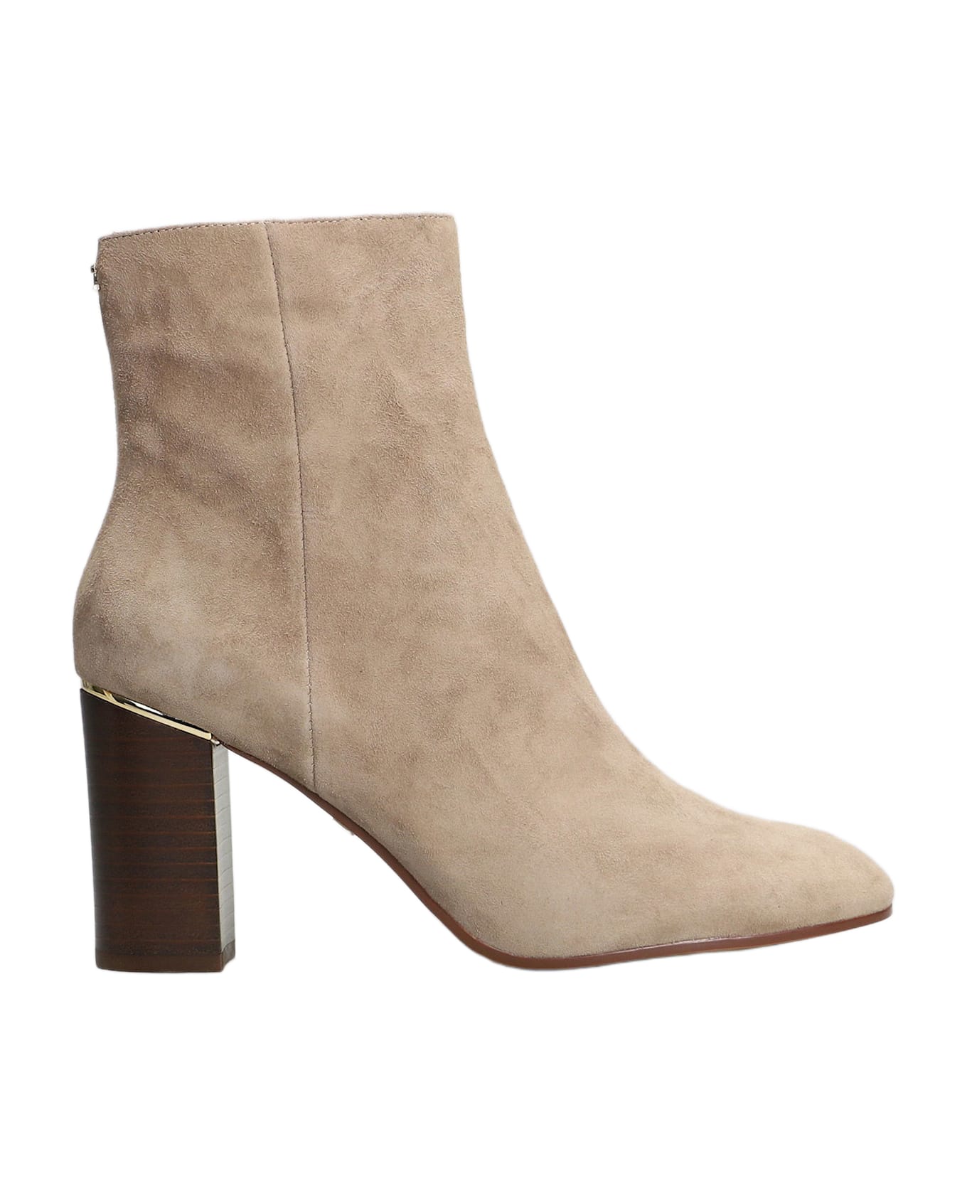 Lola Cruz High Heels Ankle Boots In Taupe Suede - taupe