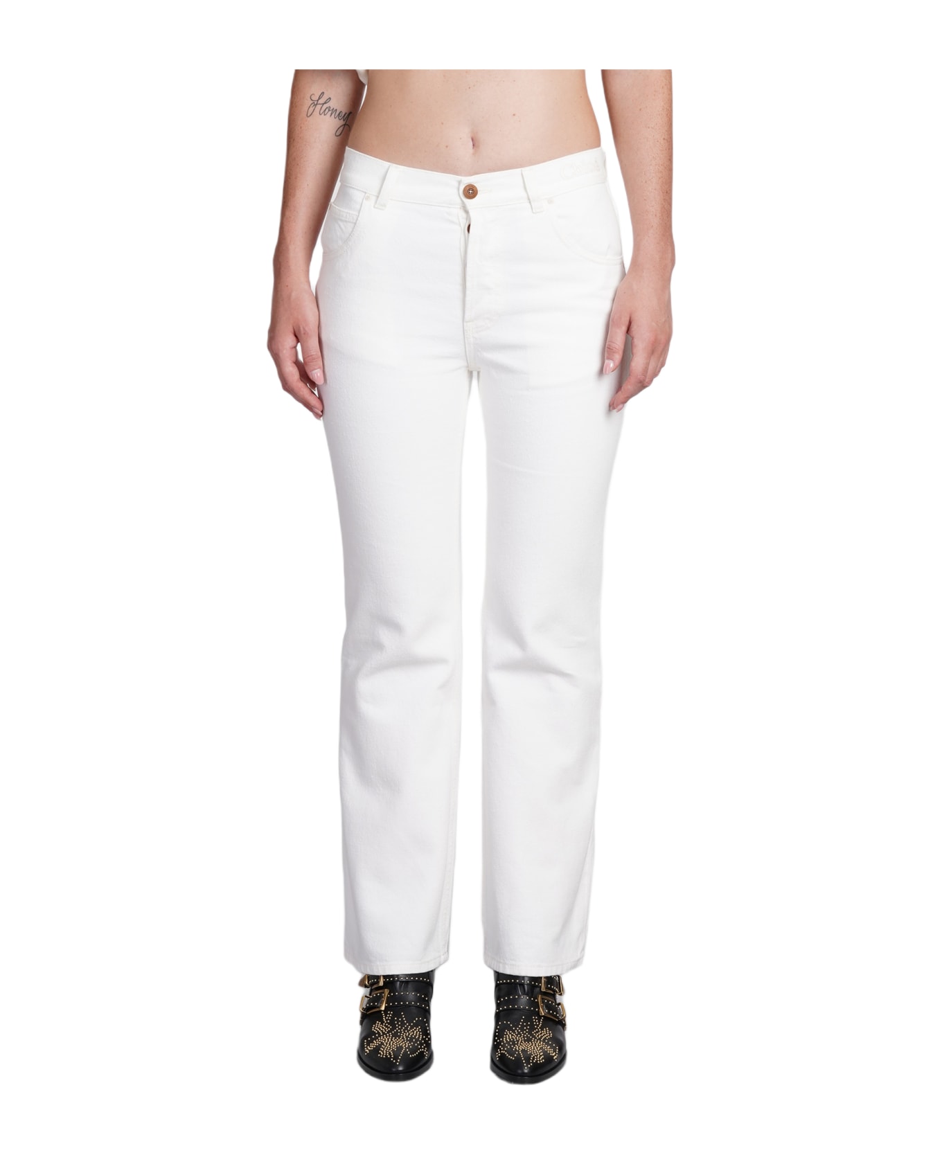 Chloé Jeans In White Cotton - white ボトムス