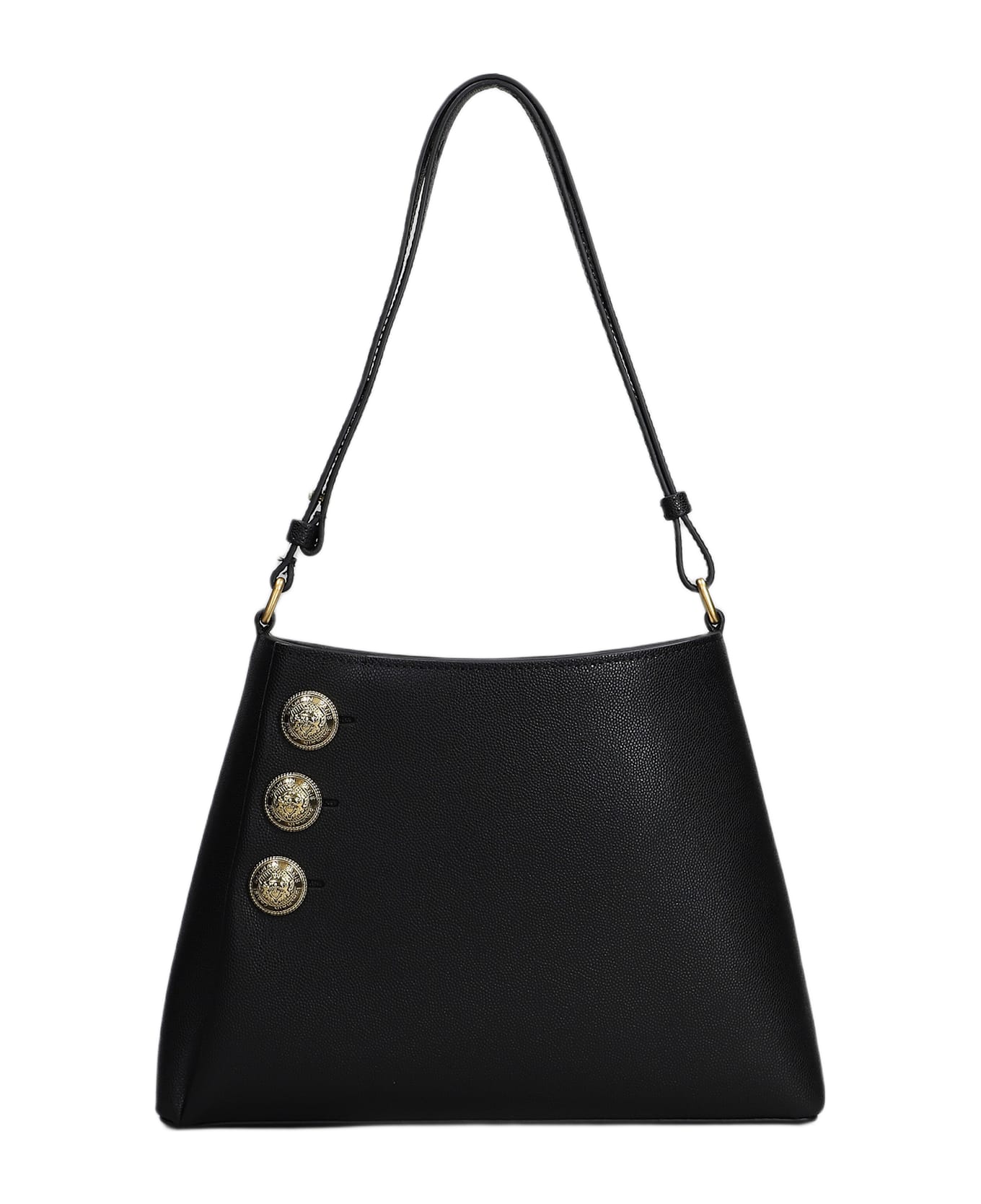 Balmain Embleme Shoulder Bag In Black Leather - black