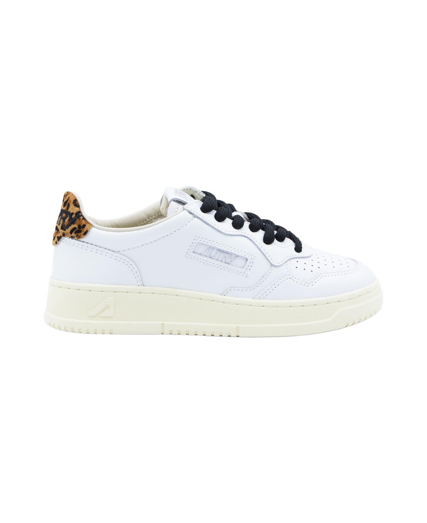 Autry White And Leopard Leather Medalist Low Sneakers - LEA/POLACE WHT/LEOP