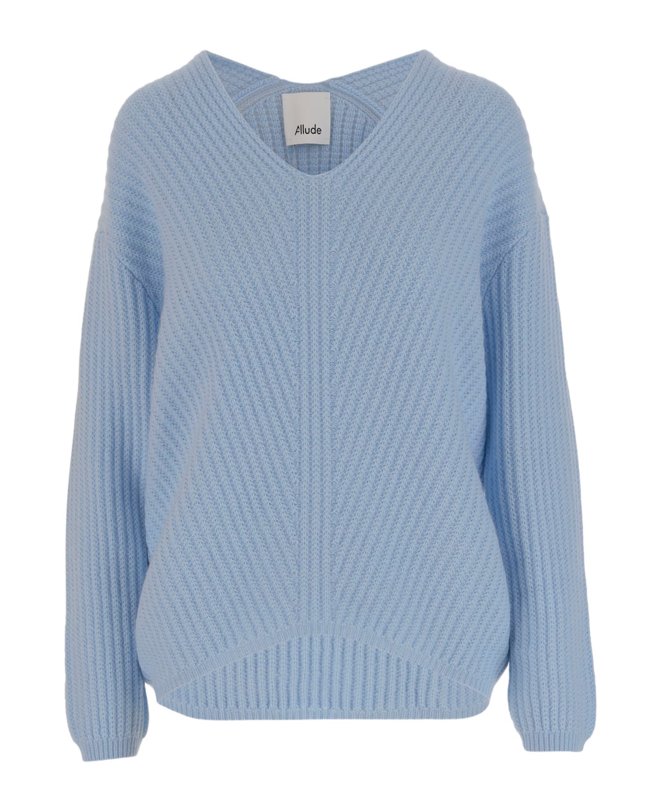 Allude Ribbed Cashmere Pullover - Clear Blue