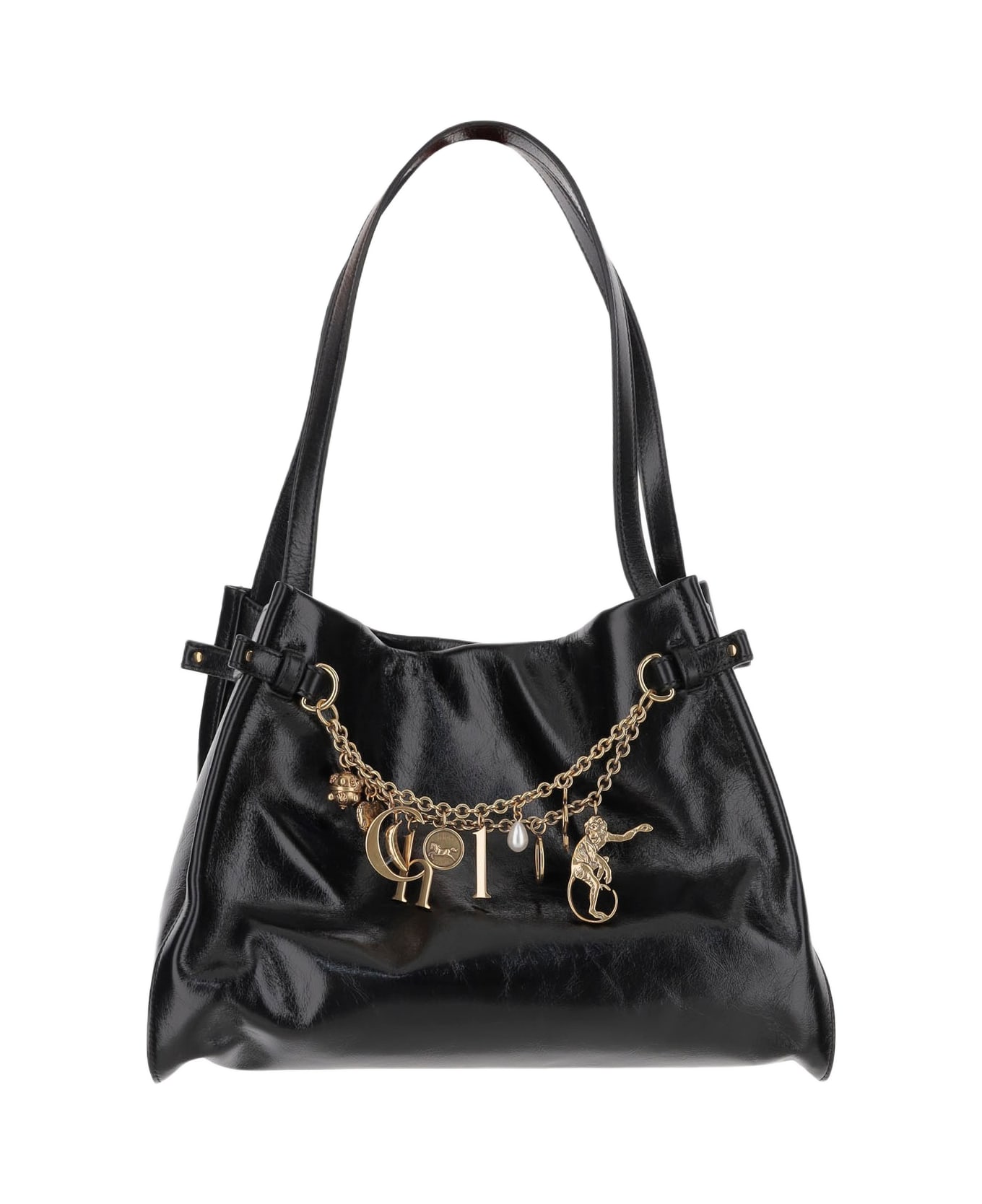 Chloé Glossy Leather Shoulder Bag - Black