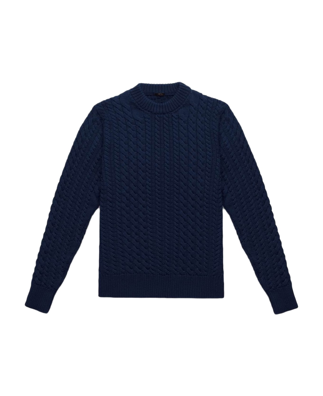 Larusmiani Cable Knit Sweater Col Du Pillon Sweater - MidnightBlue
