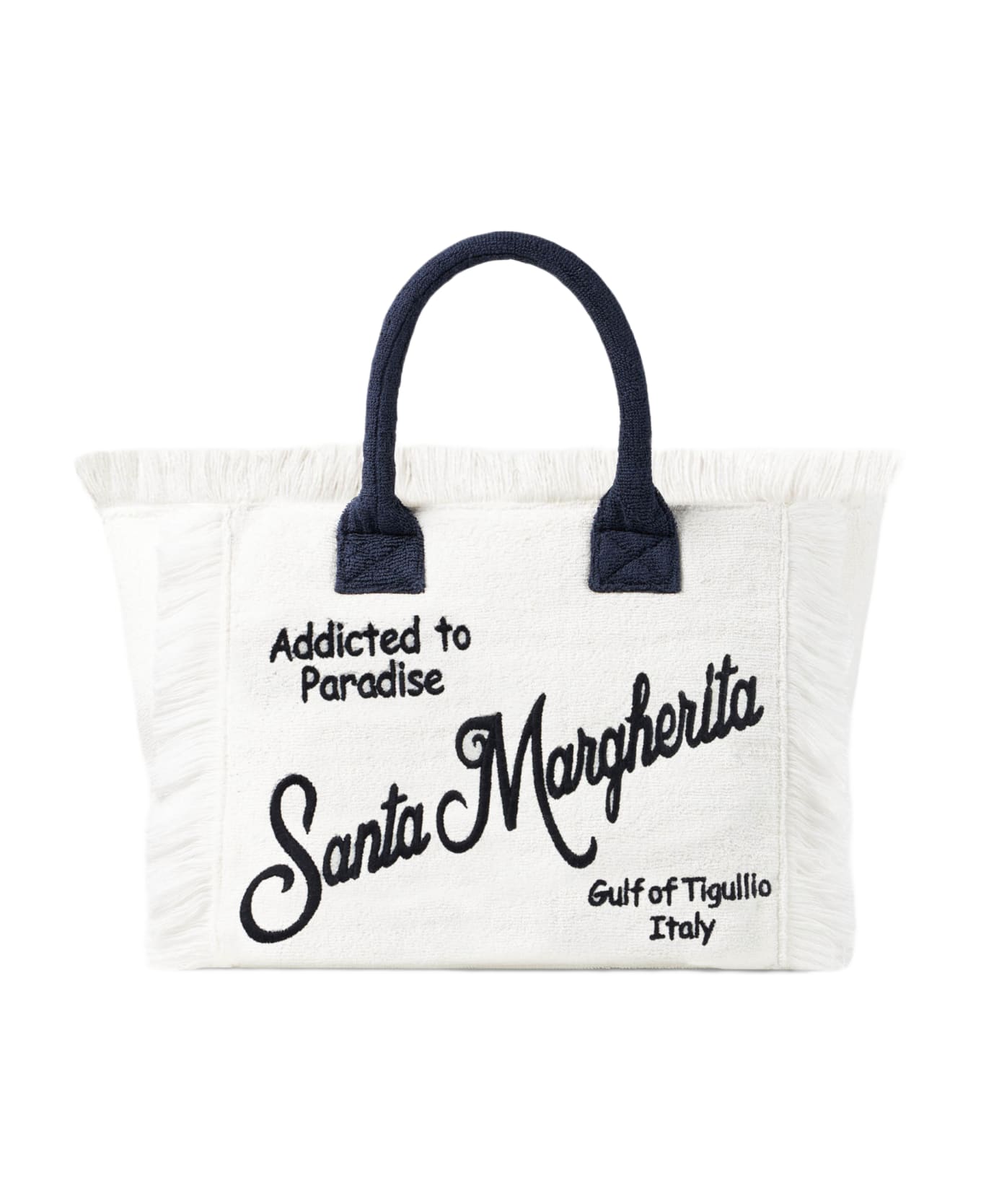 MC2 Saint Barth Vanity Terry Shoulder Bag With Santa Margherita Embroidery - WHITE