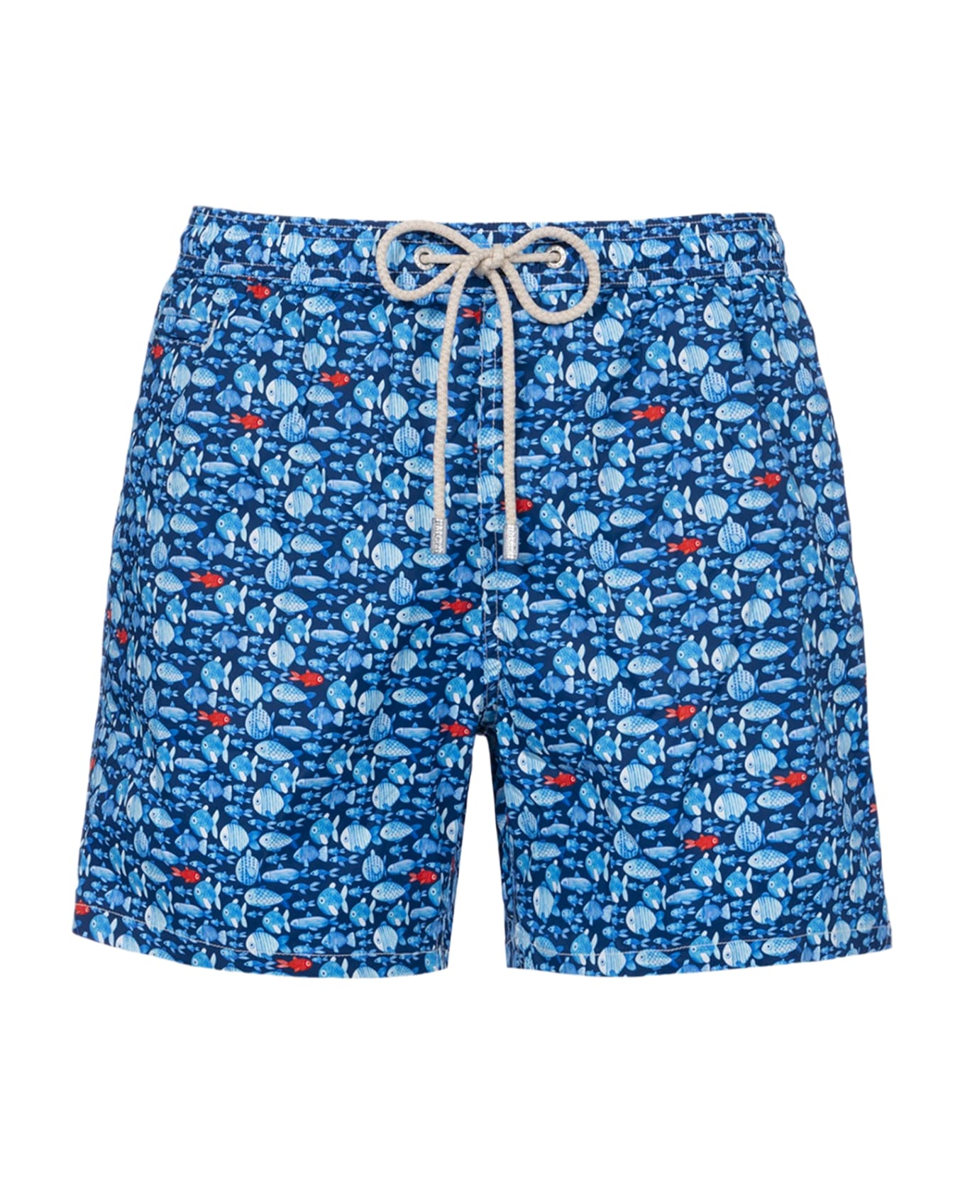 MC2 Saint Barth Comfort Light Classic Stretch Swim Shorts With Fishes Print - BLUE