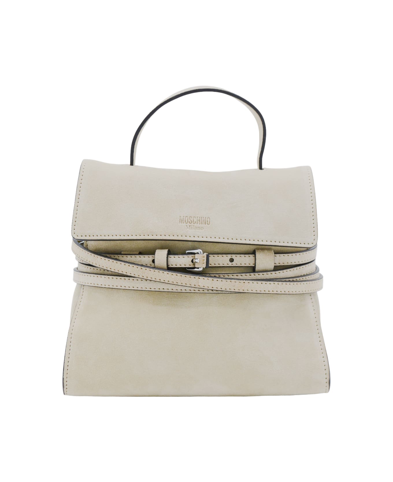 Moschino Light Beige Leather Top Handle Bag - Rope