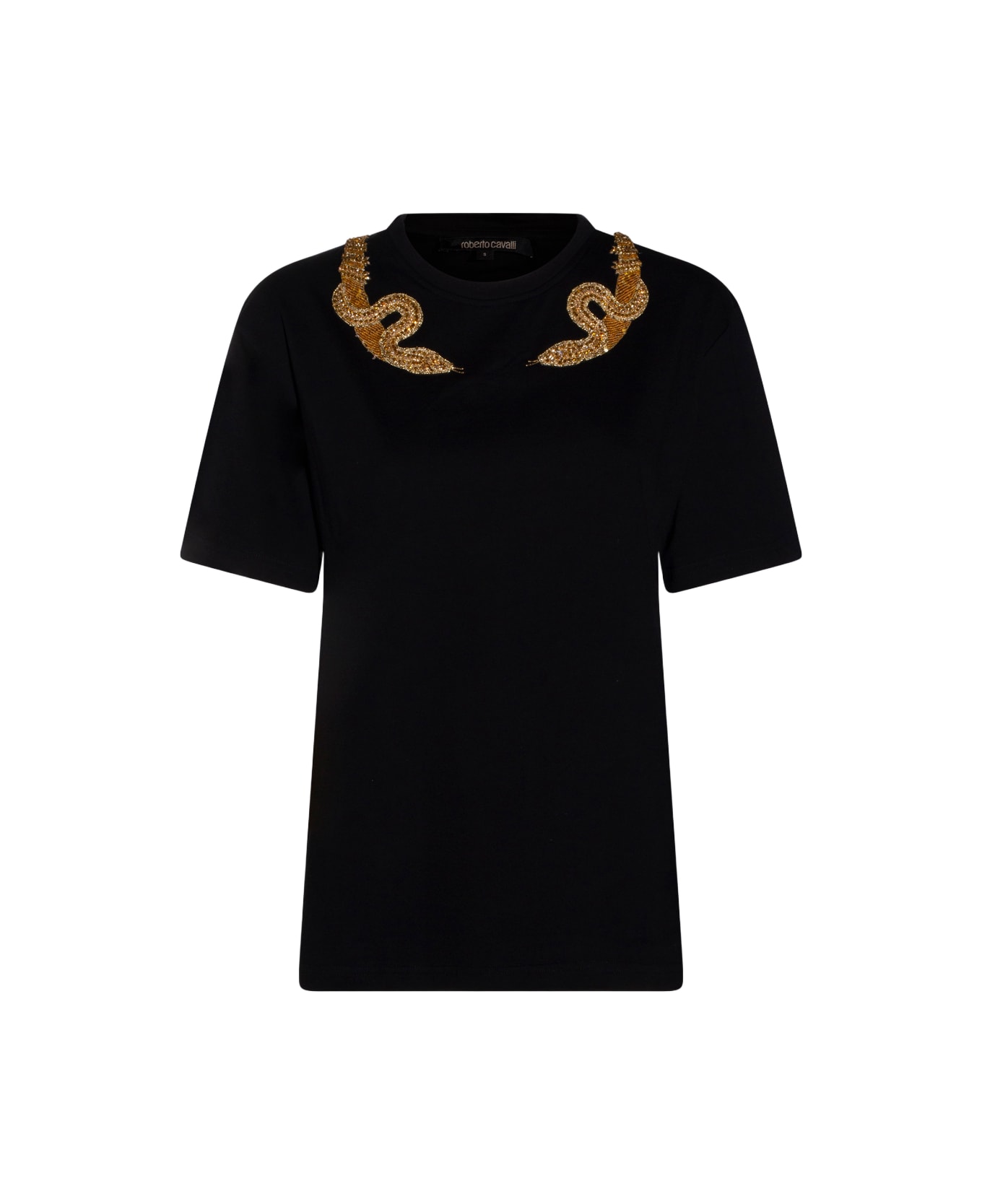 Roberto Cavalli Black Cotton T-shirt - Black