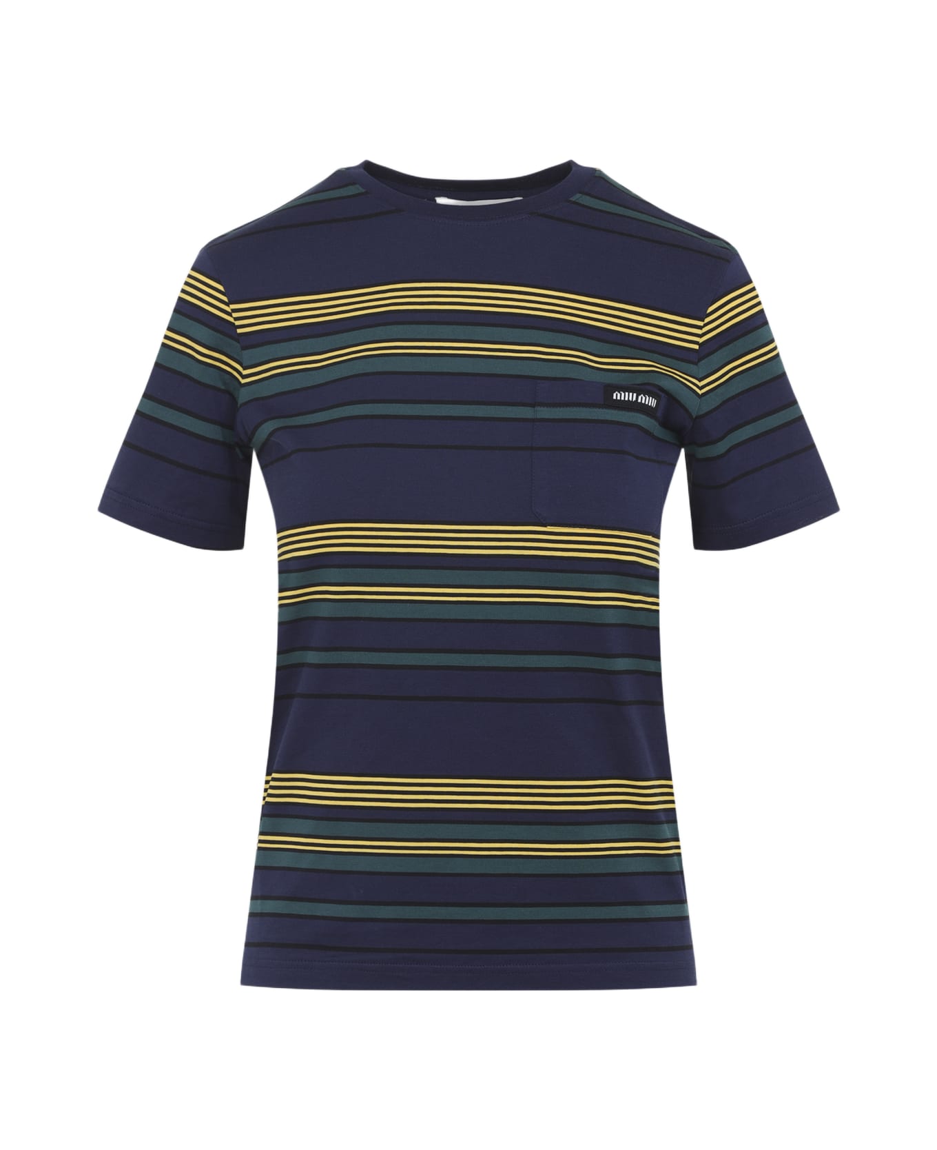 Miu Miu Cotton T-shirt - D Blu Bottiglia