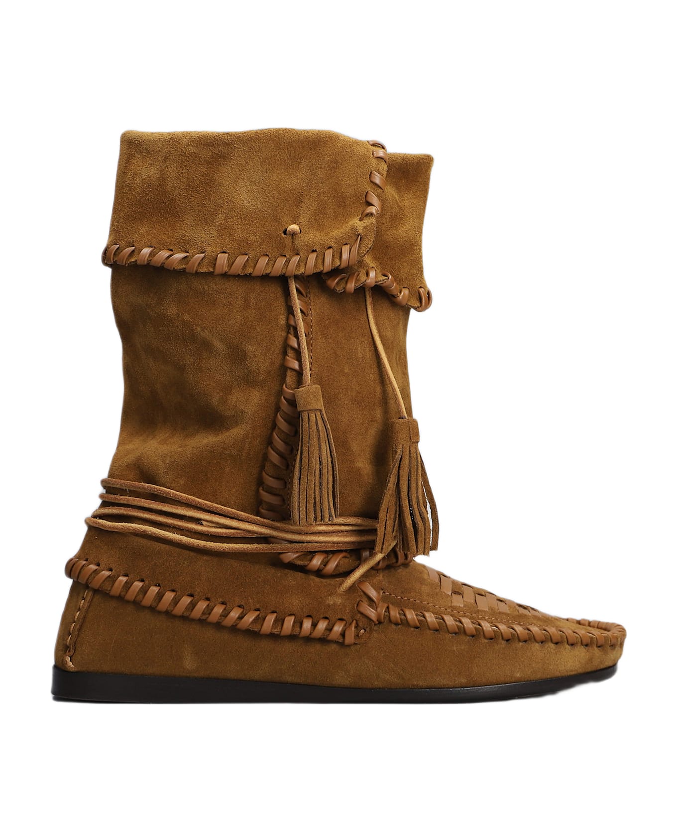 Isabel Marant Winki Low Heels Boots In Brown Suede - COGNAC
