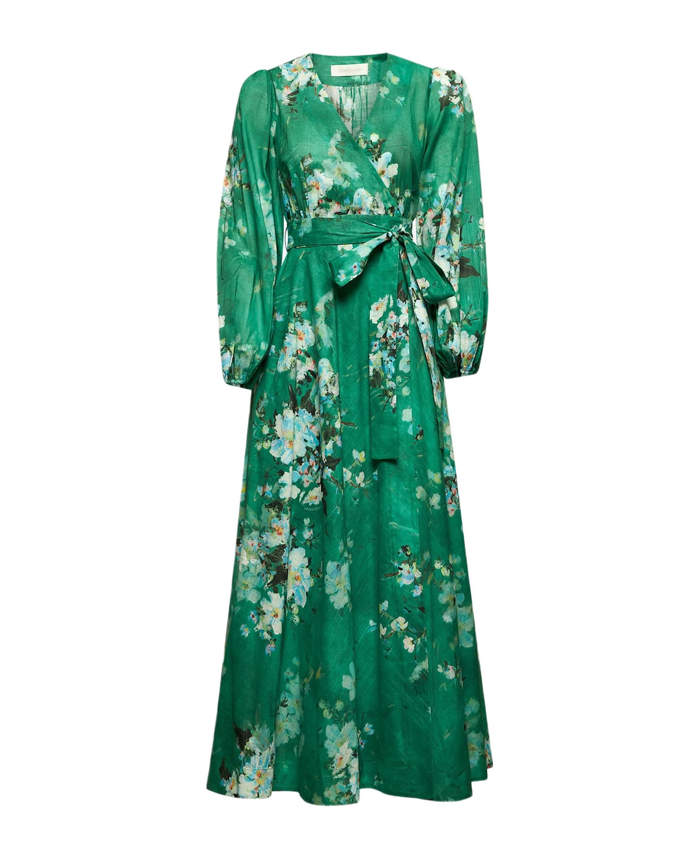 Zimmermann Everley Wrap Midi Dress - Green Floral