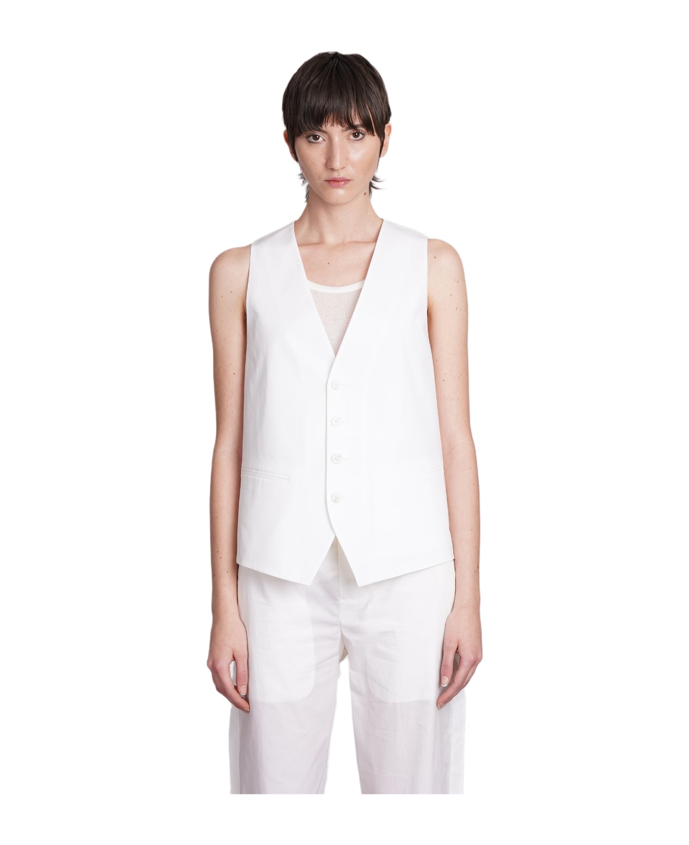 Ann Demeulemeester Vest In White Cotton - white