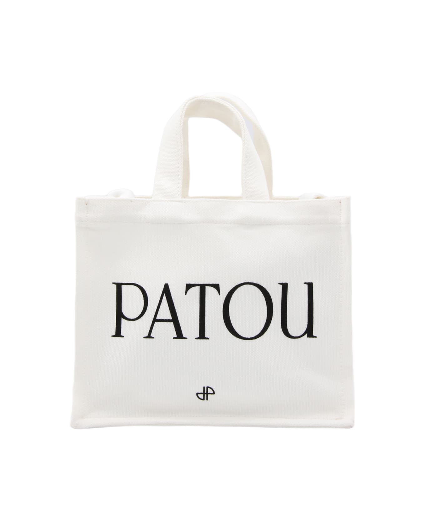 Patou White And Black Canvas Tote Bag - White トートバッグ