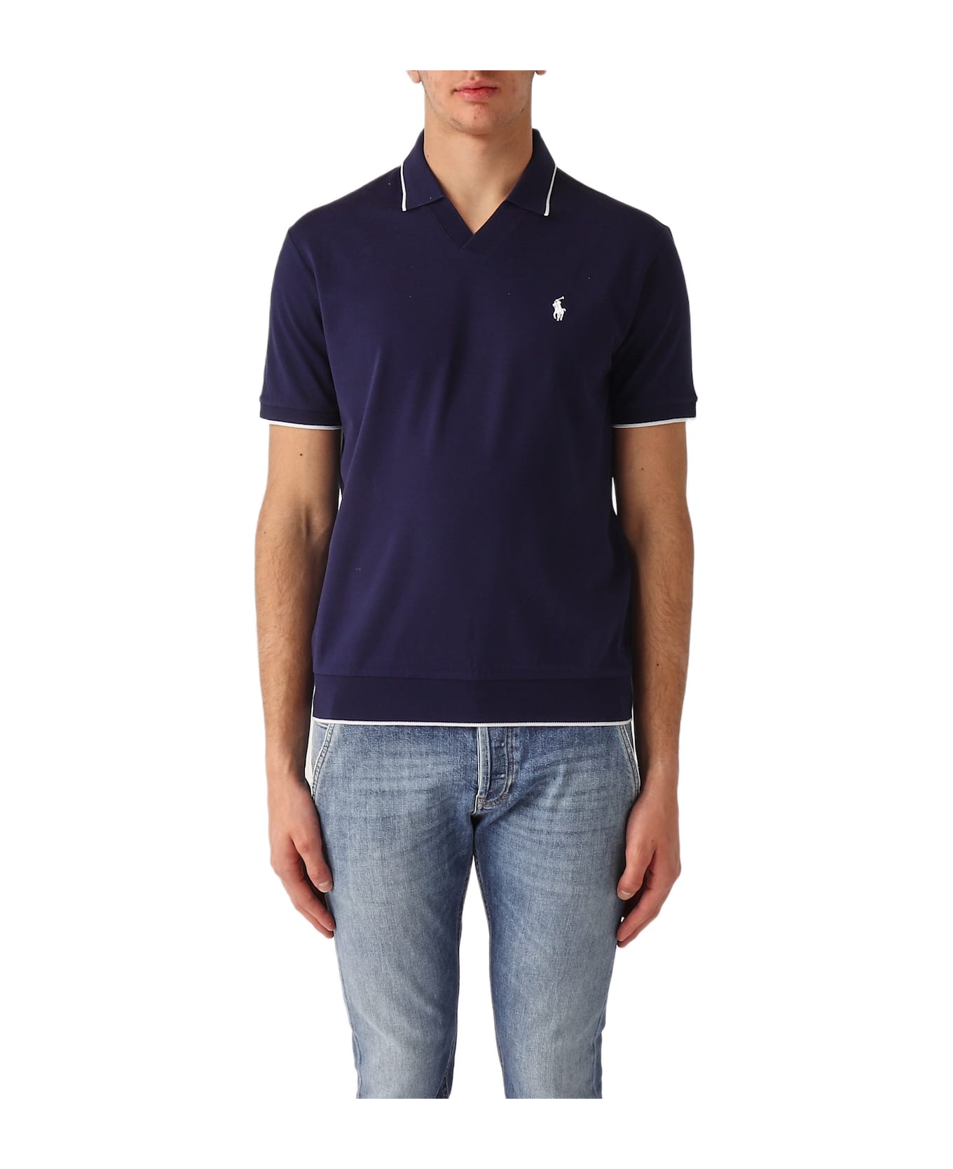 Polo Ralph Lauren Polo Skipper In Piqué Jacquard Polo - NAVY