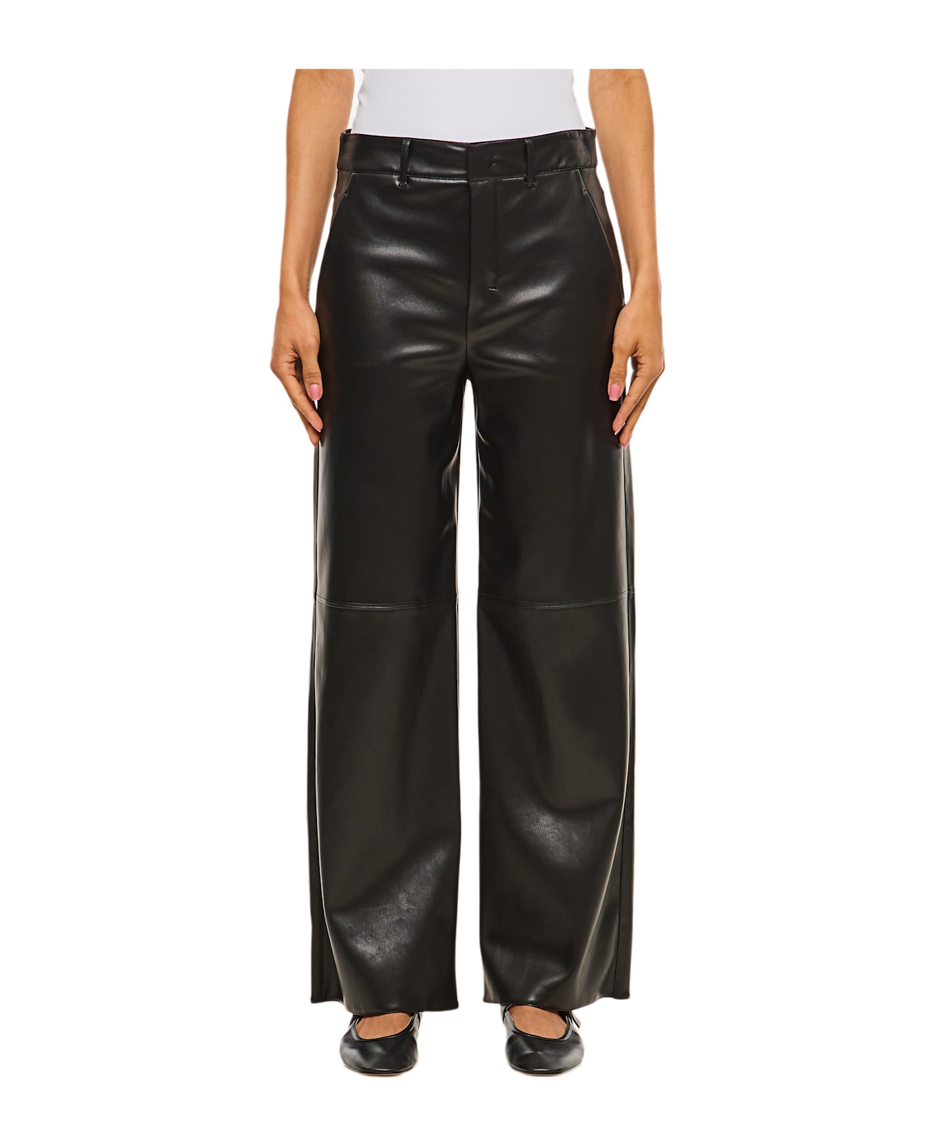 
S Max Mara Storia Eco Leather Trousers - Black