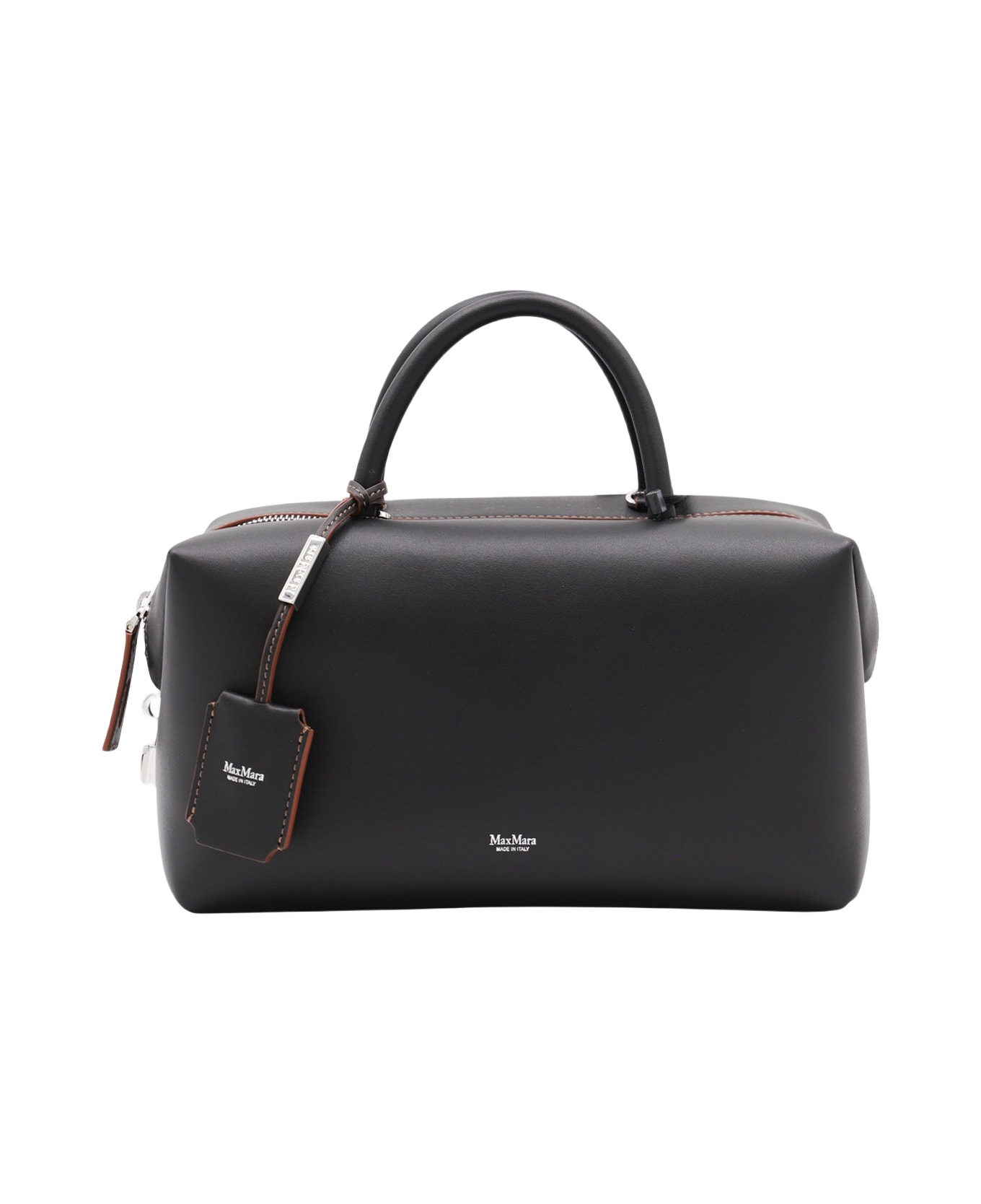 Max Mara Black Leather Holdallm Top Handle Bag - Black