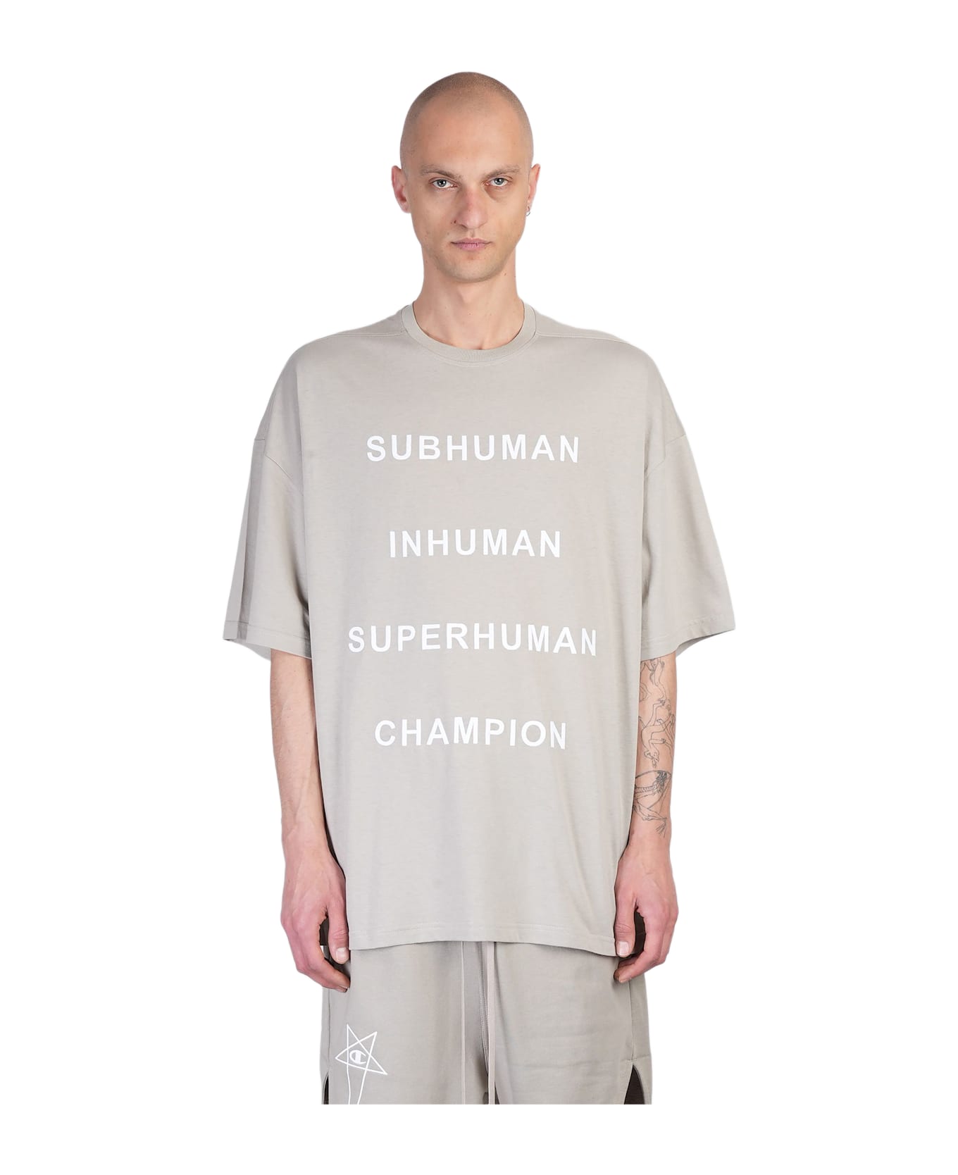 Rick Owens x Champion Tommy T T-shirt In Taupe Cotton - taupe