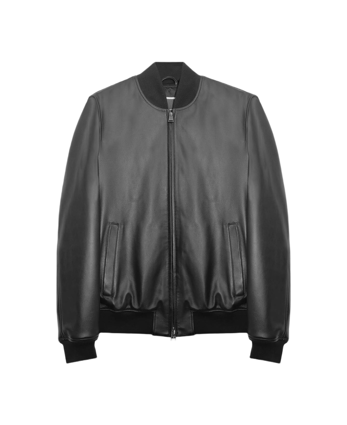 Larusmiani Notthingam Bomber Leather Jacket - Black