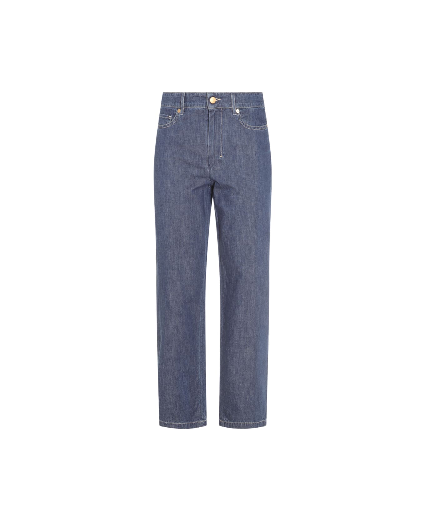 
S Max Mara Blue Cotton Polly Jeans - Blue