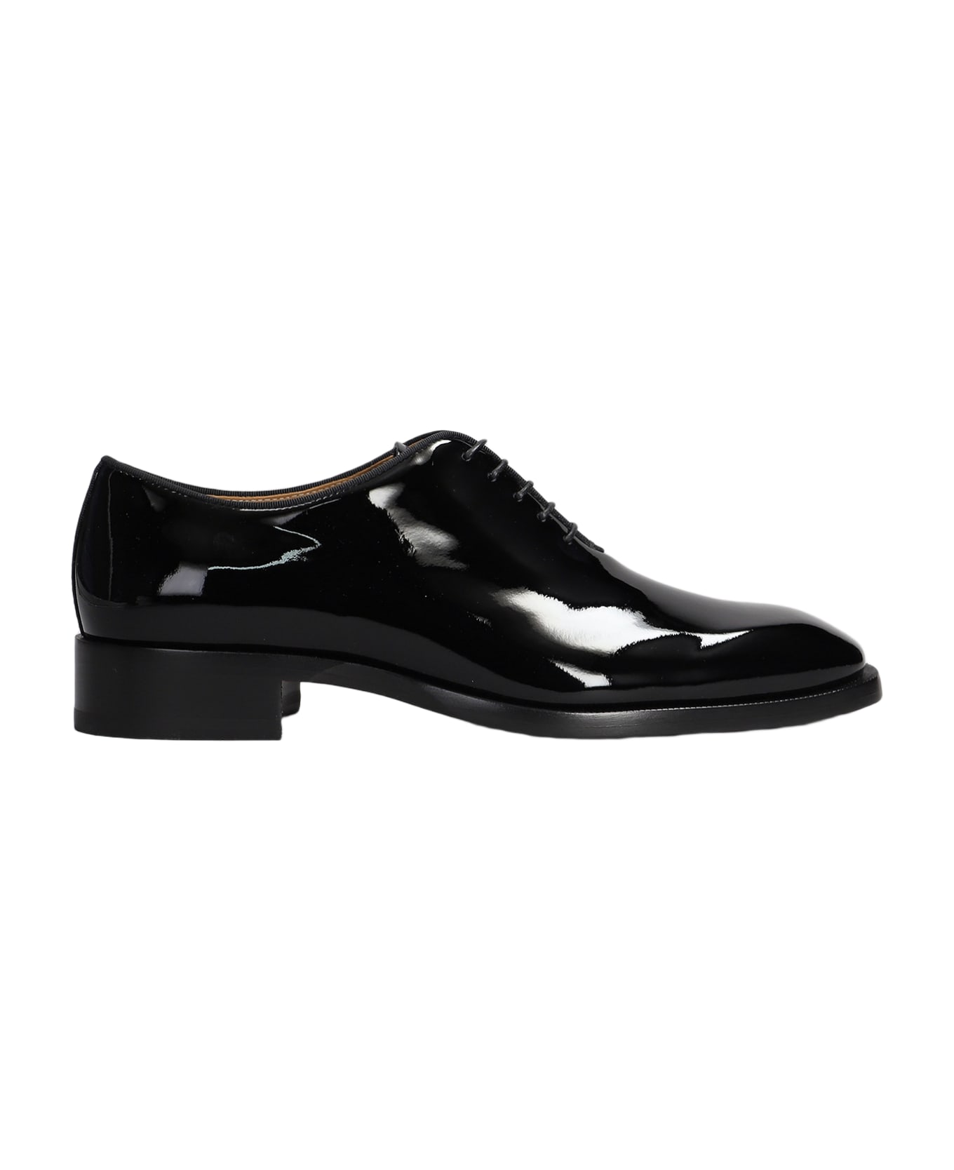 Christian Louboutin Corteo Lace Up Shoes In Black Patent Leather - black