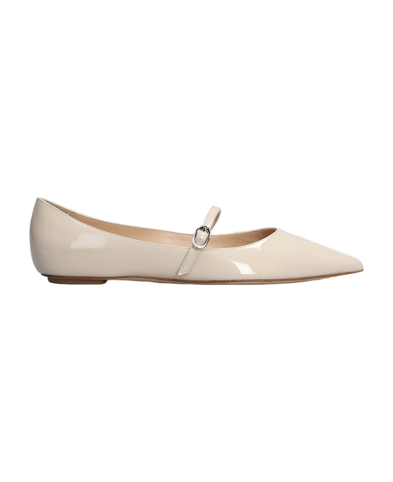Stuart Weitzman Emilia Mary Jane Ballet Flats In Taupe Patent Leather - taupe