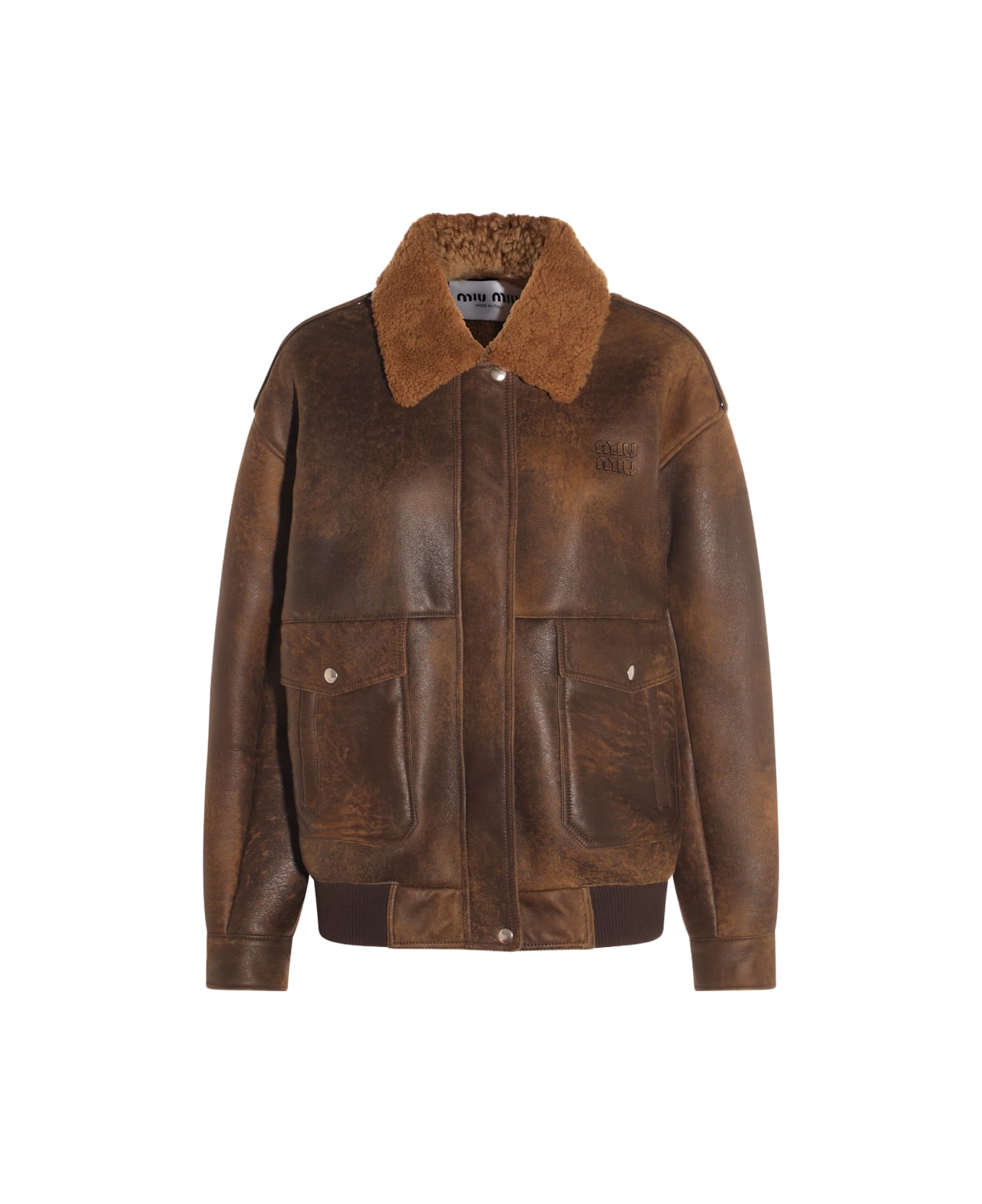 Miu Miu Brown Leather Jacket - Brown