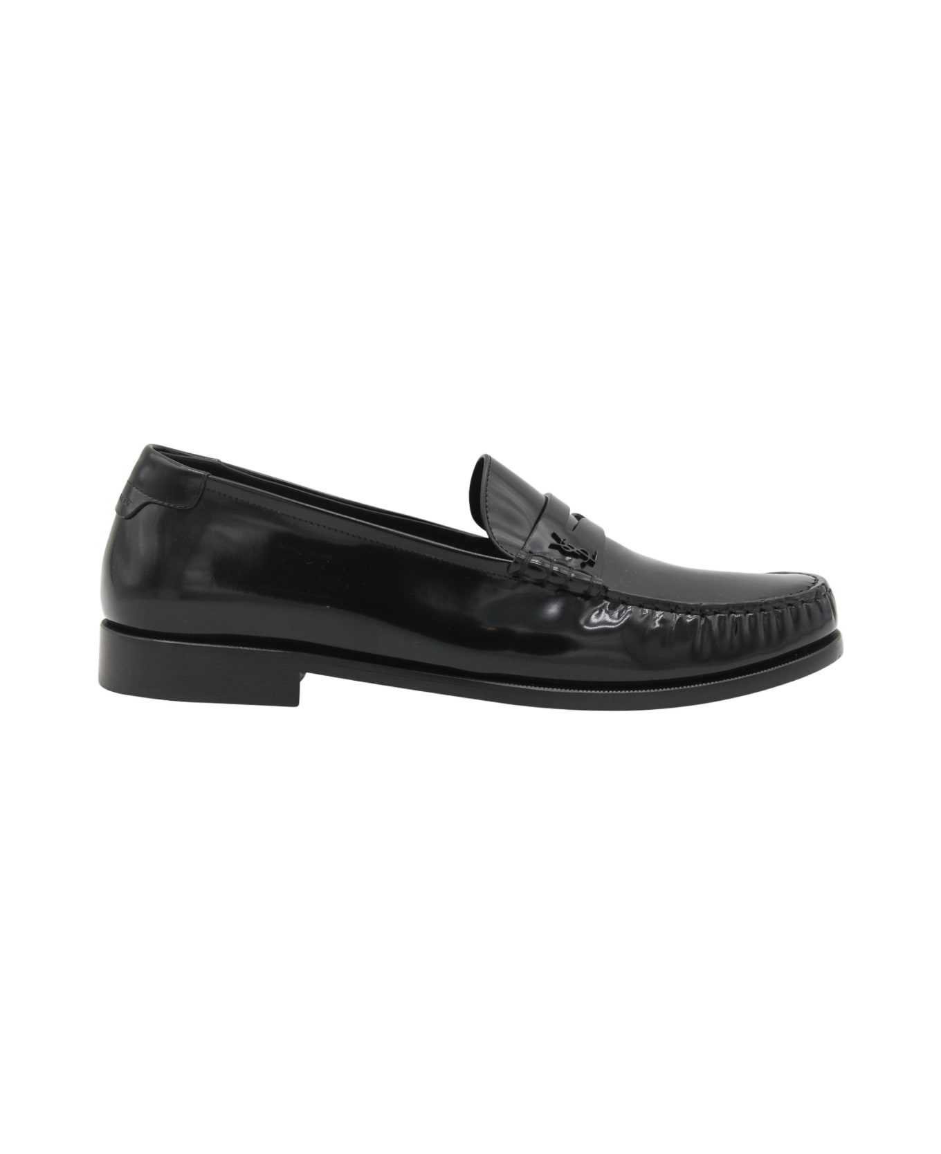 Saint Laurent Black Leather Loafers - Black