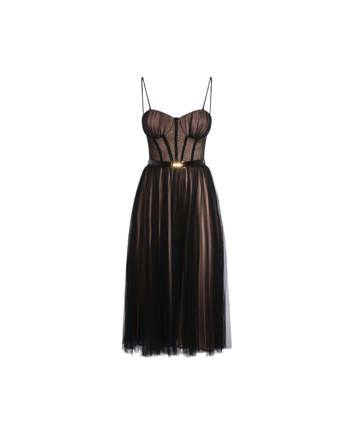 Elisabetta Franchi Black Midi Dress - Black