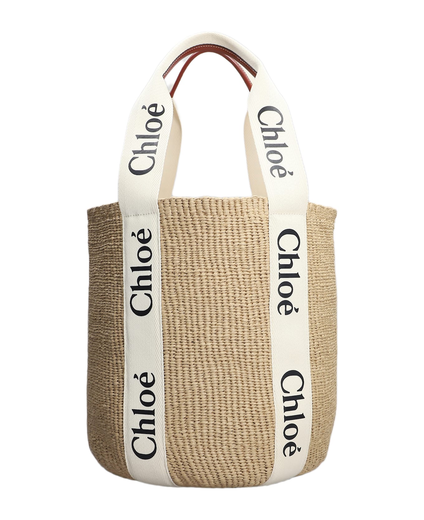 Chloé Woody Basket Tote In Beige Raffia - beige