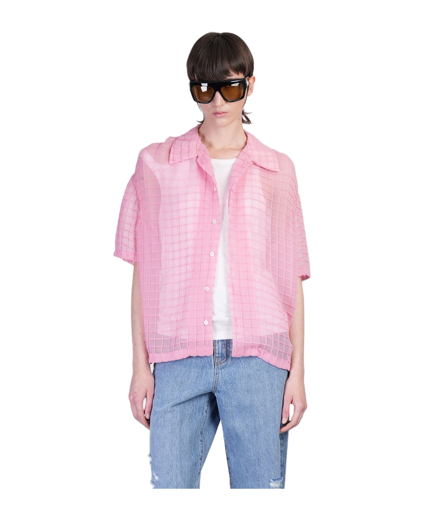 Séfr Sergio Shirt In Rose-pink Polyester - rose-pink