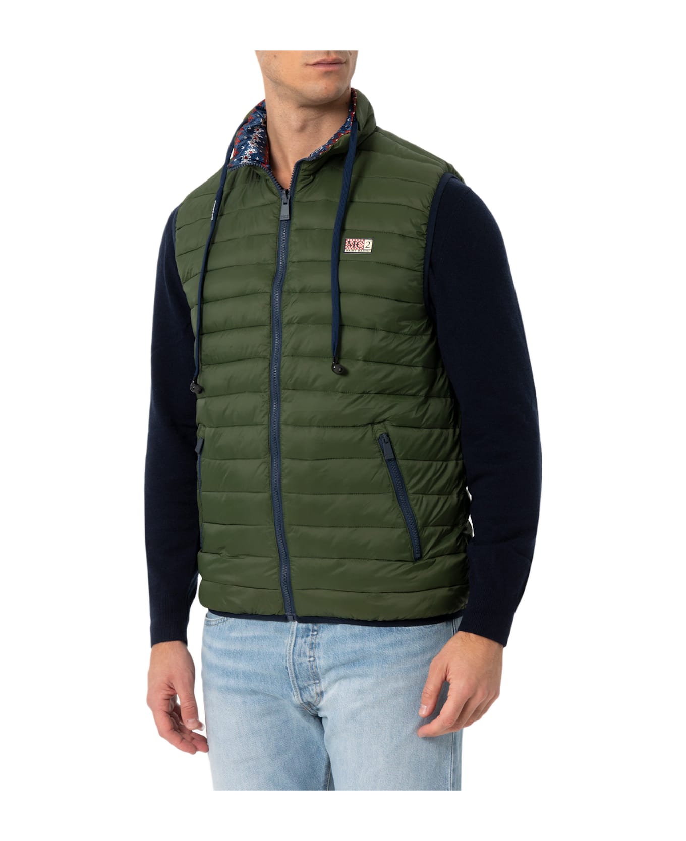 MC2 Saint Barth Man Military Green Padded Vest Aspen