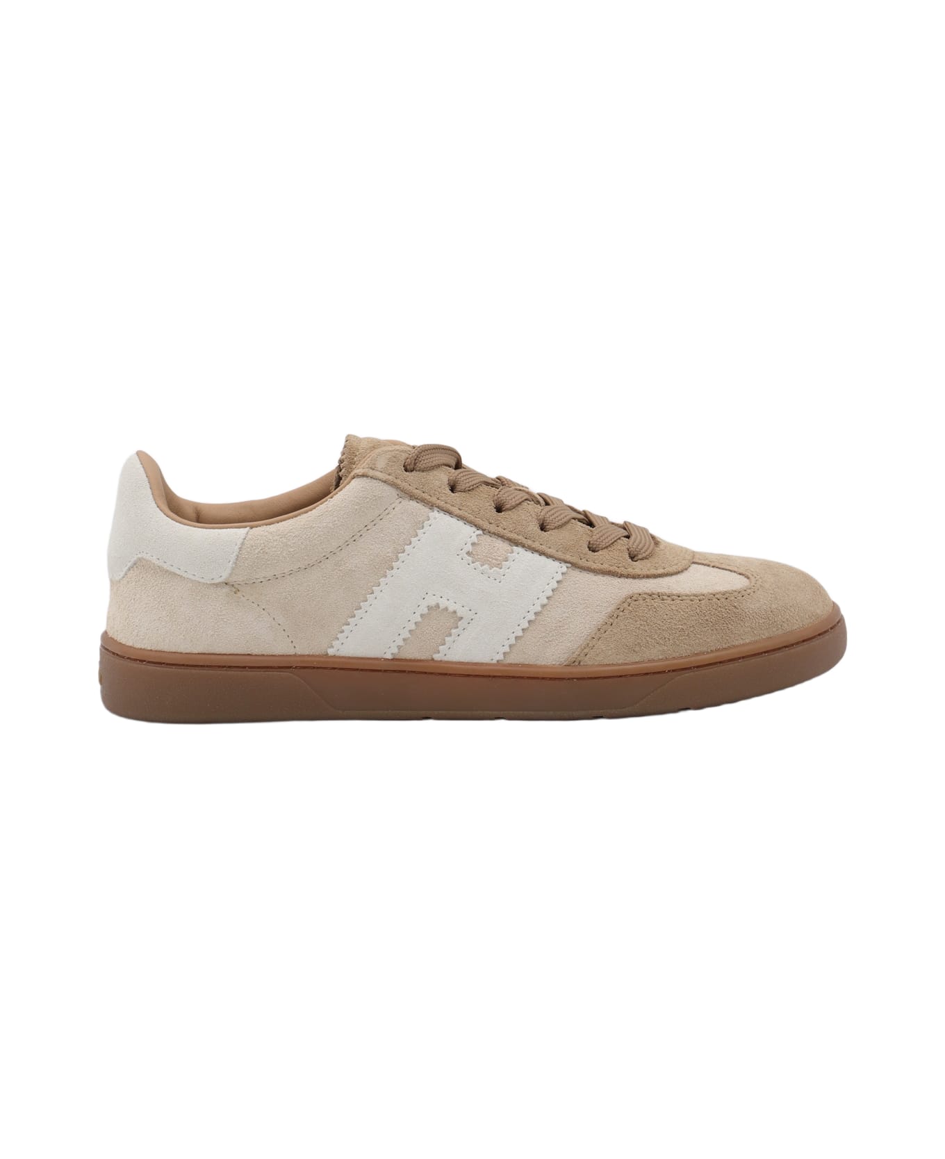 Hogan Beige And Brown Leather Sneakers - Beige