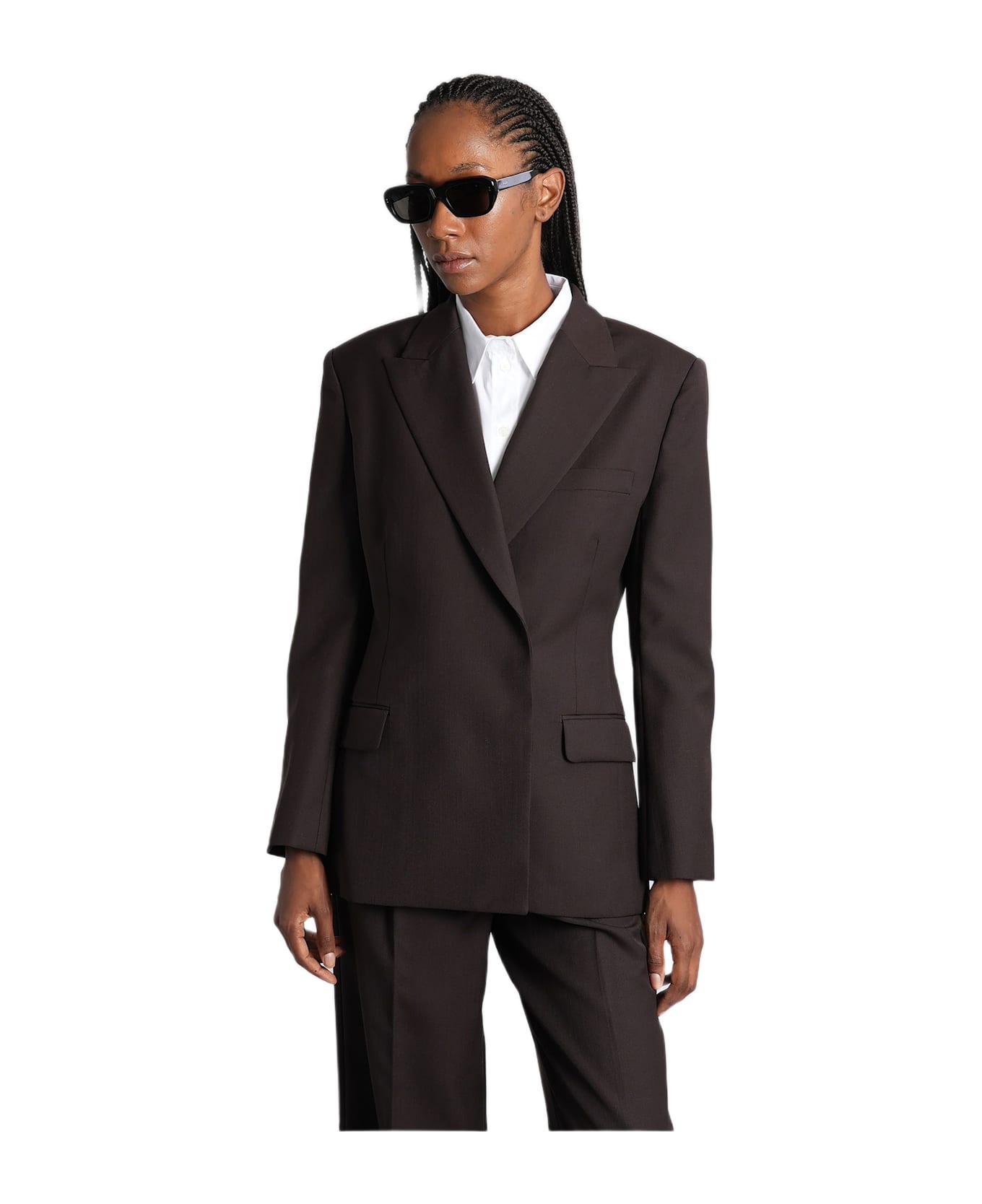 Anine Bing Aretha Blazer In Brown Polyester - brown