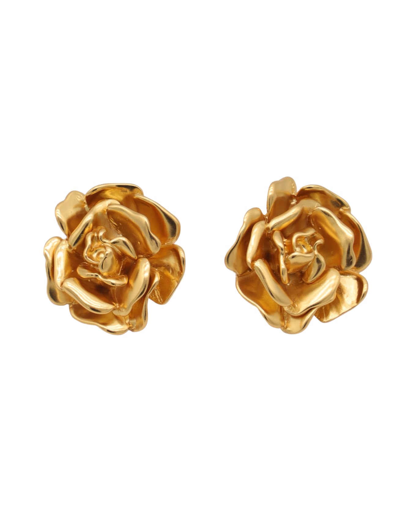 Blumarine Gold Metal Rose Earrings - Golden