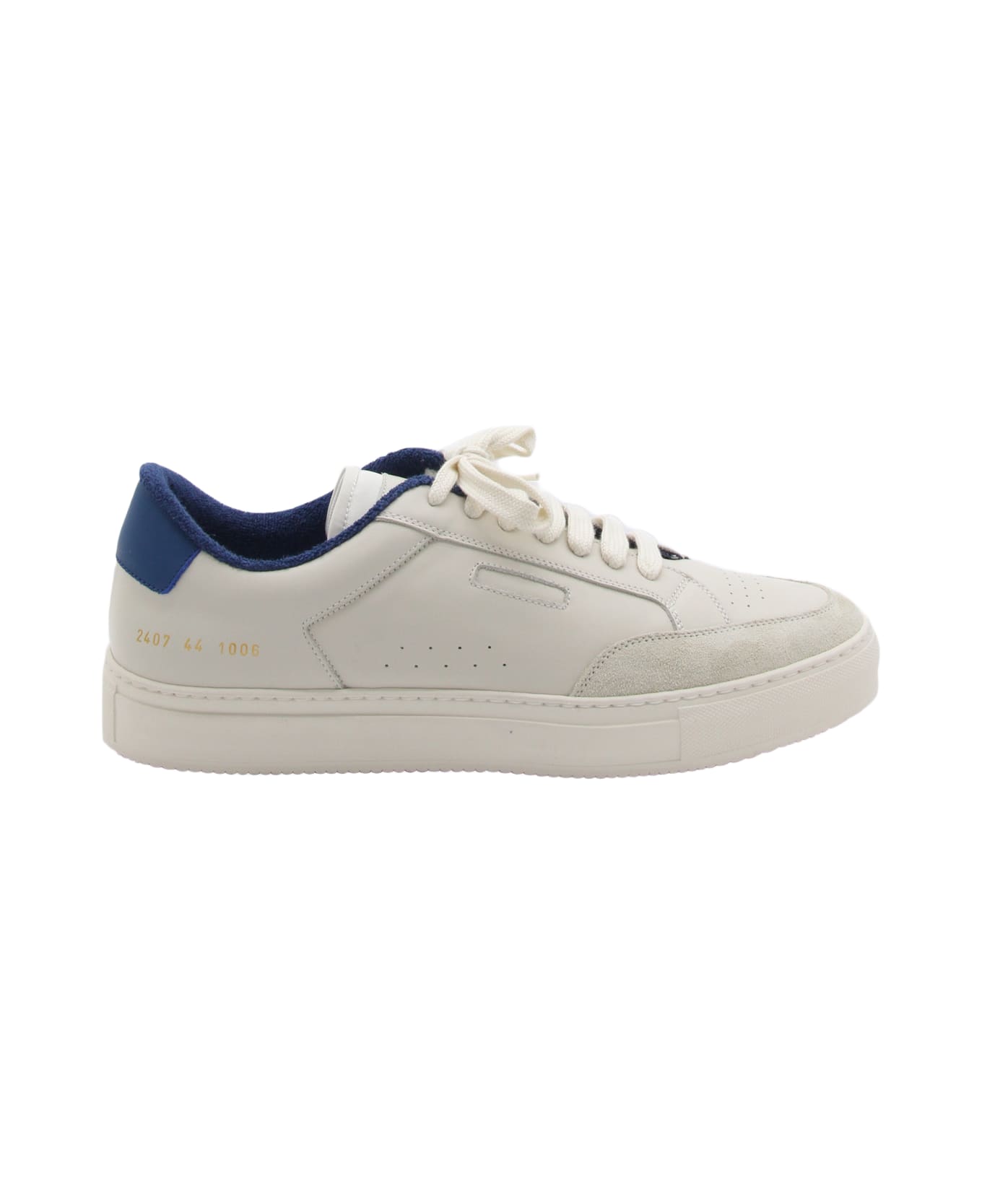 Common Projects White And Blue Leather Sneakers - White