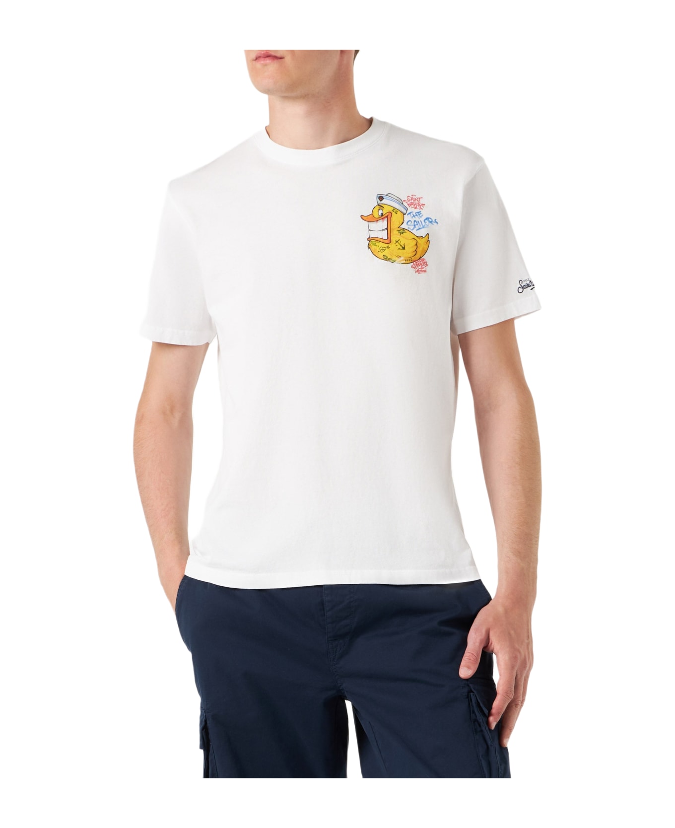 MC2 Saint Barth Man T-shirt With Crypto Duck Print | Crypto Puppets® Special Edition - WHITE