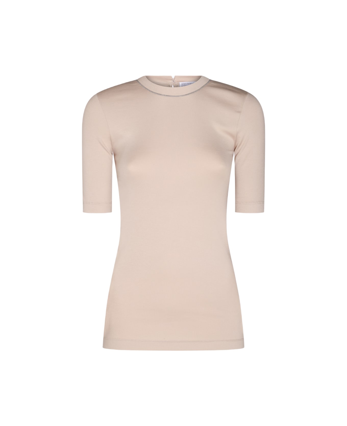 Brunello Cucinelli Beige Cotton Stretch T-shirt - Beige