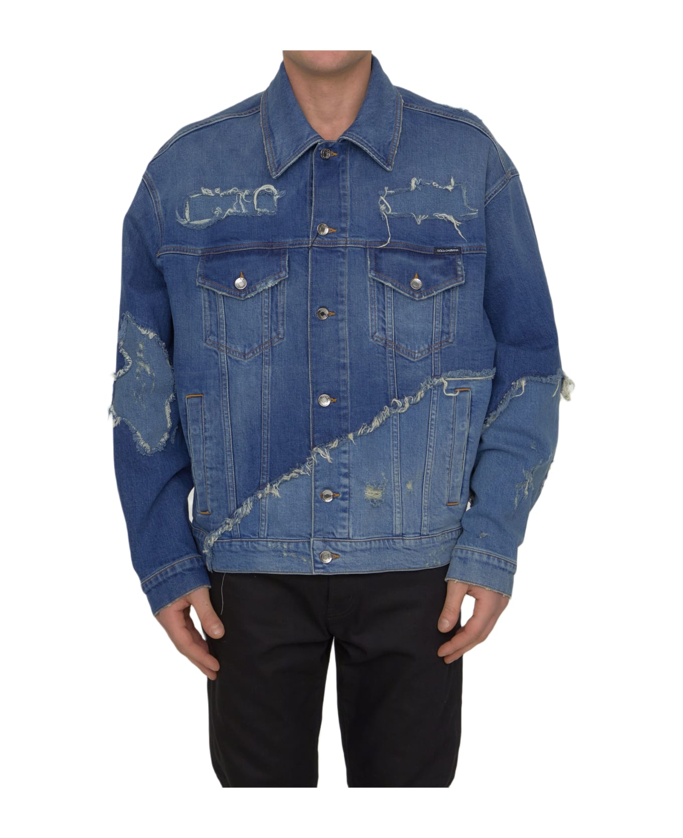 Dolce & Gabbana Patchwork Denim Jacket - LIGHT BLUE