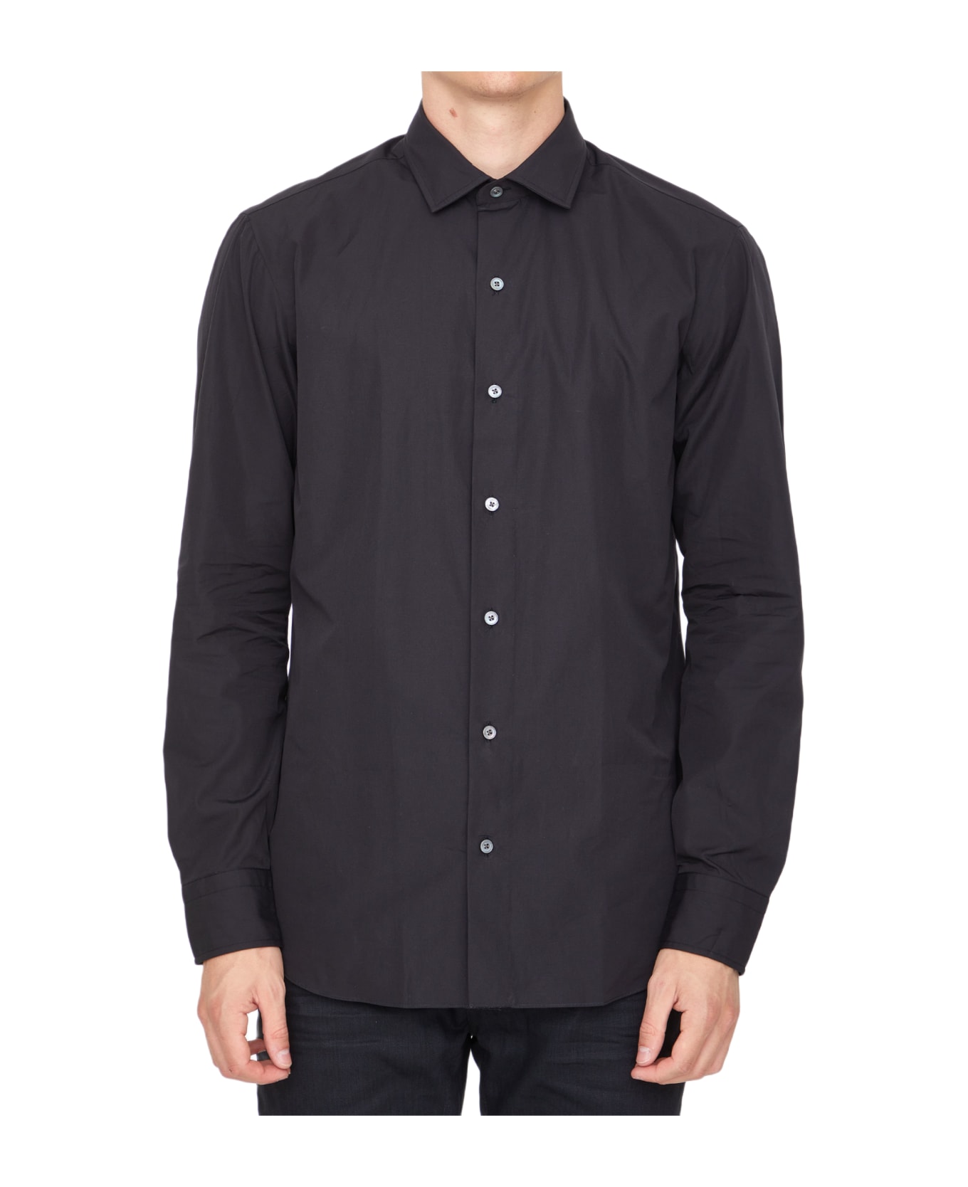 Salvatore Piccolo Black Cotton Shirt - BLACK