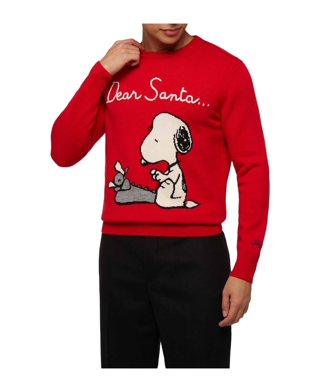 MC2 Saint Barth Red Sweater Heron With Snoopy Jacquard And Embroidery | Snoopy Peanuts® Special Edition - RED