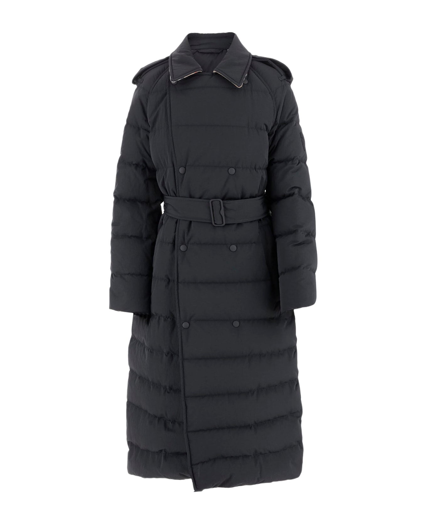 Burberry Nylon Long Down Jacket - Black