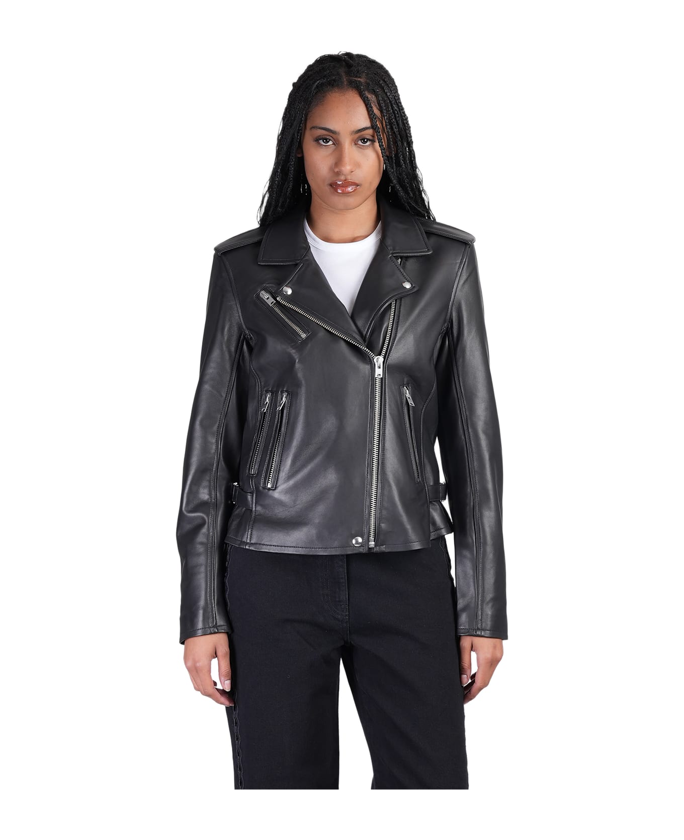 IRO Newhan Biker Biker Jacket In Black Leather - black