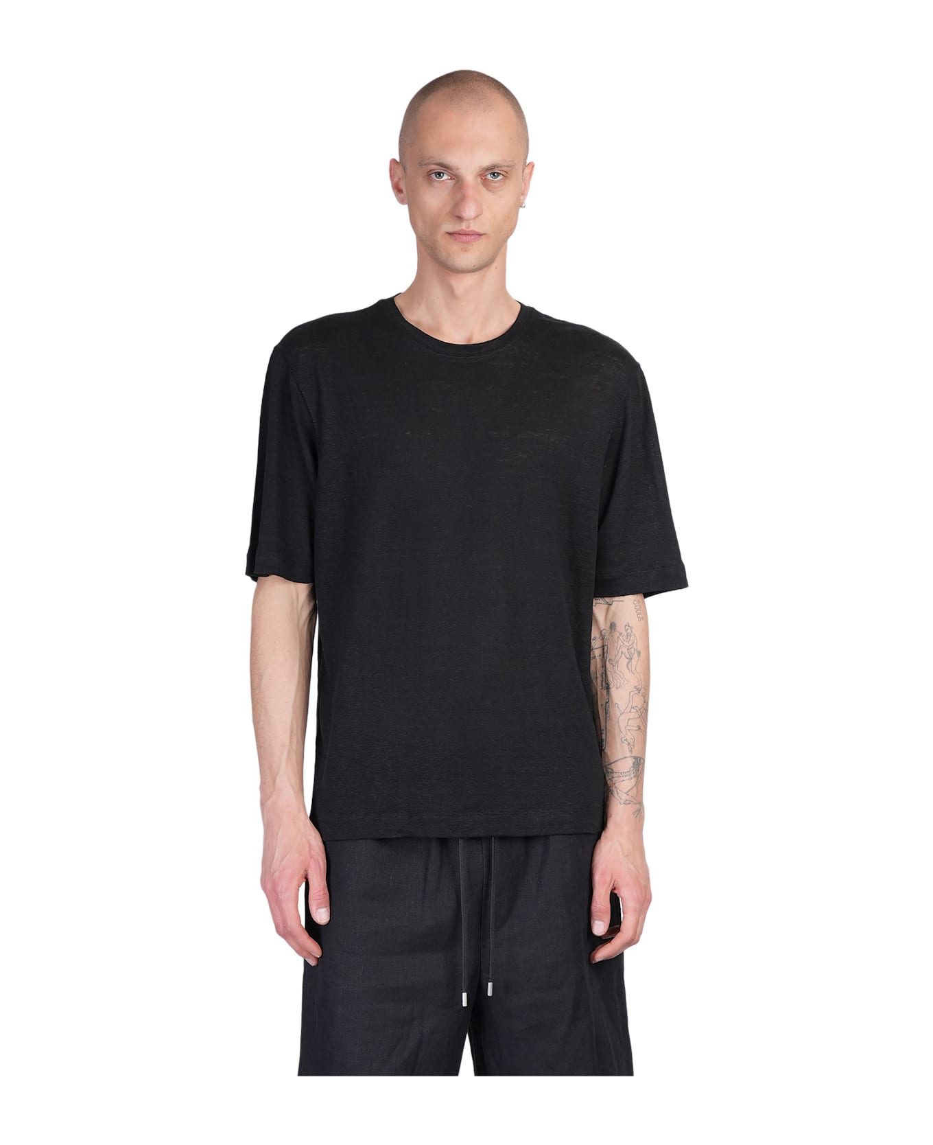 Lardini T-shirt In Black Linen - black