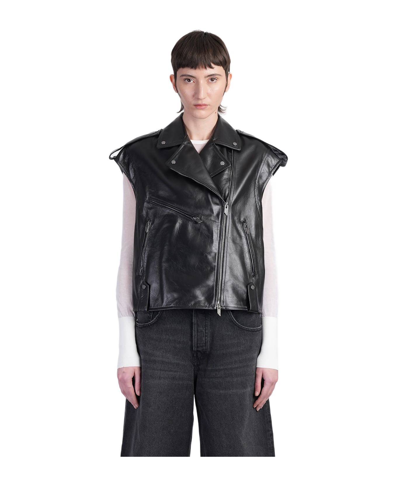 Salvatore Santoro Biker Jacket In Black Leather - black